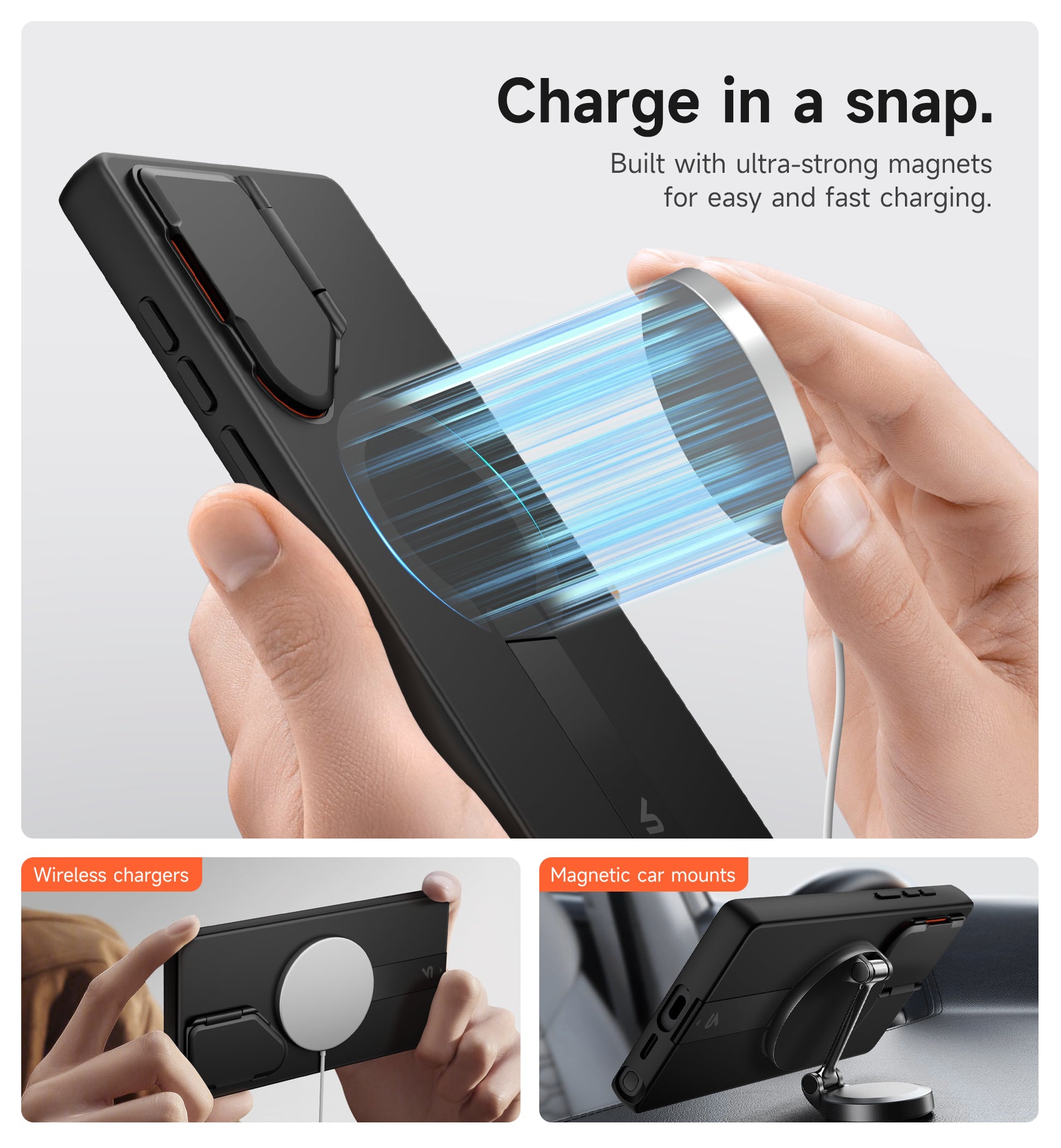 Suritch Case for Samsung Galaxy S24 Ultra 2024 Magnetic Protective Cover with Camera Cover Adjustable Metal Kickstand