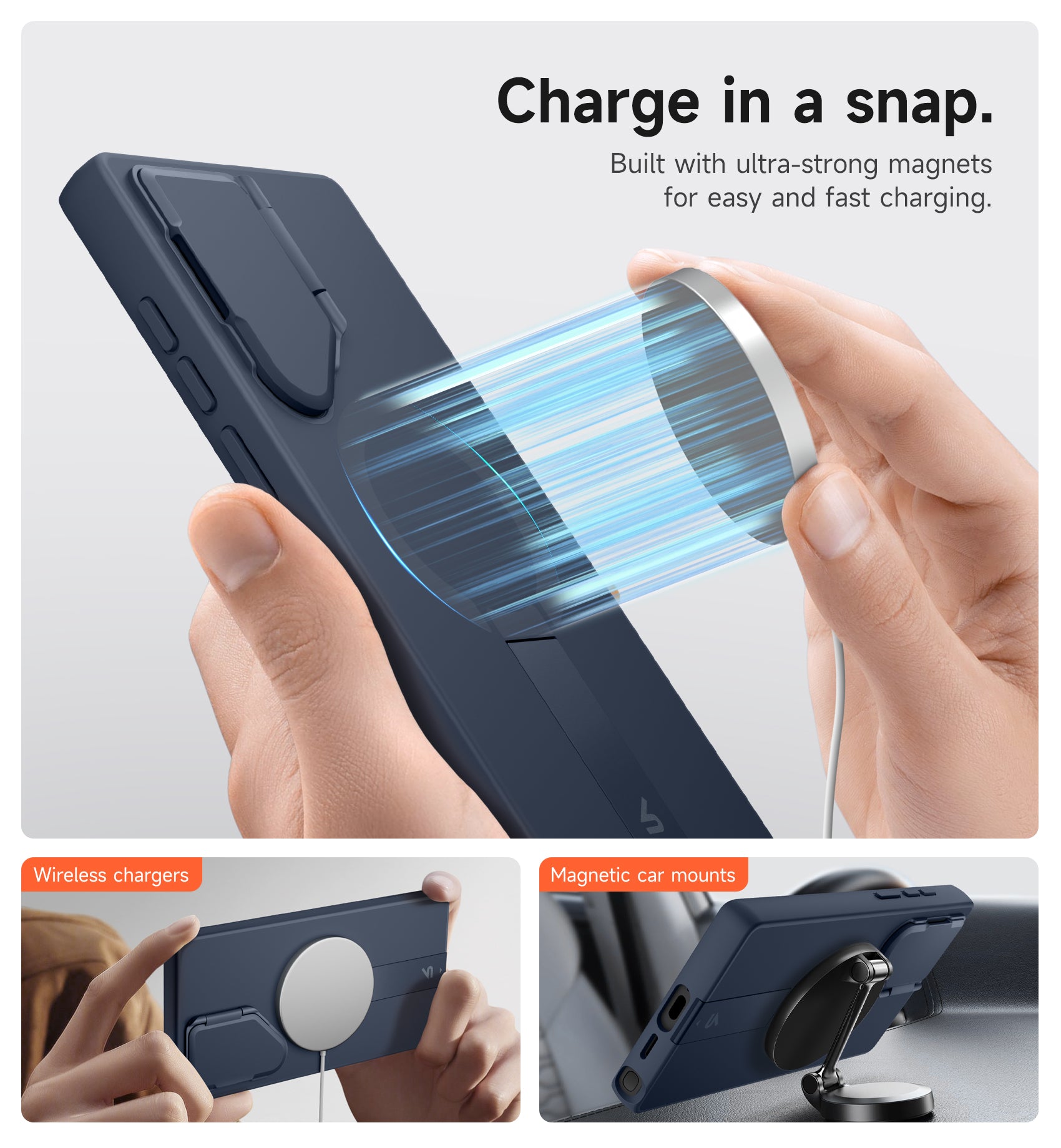 Suritch Case for Samsung Galaxy S24 Ultra 2024 Magnetic Protective Cover with Camera Cover Adjustable Metal Kickstand