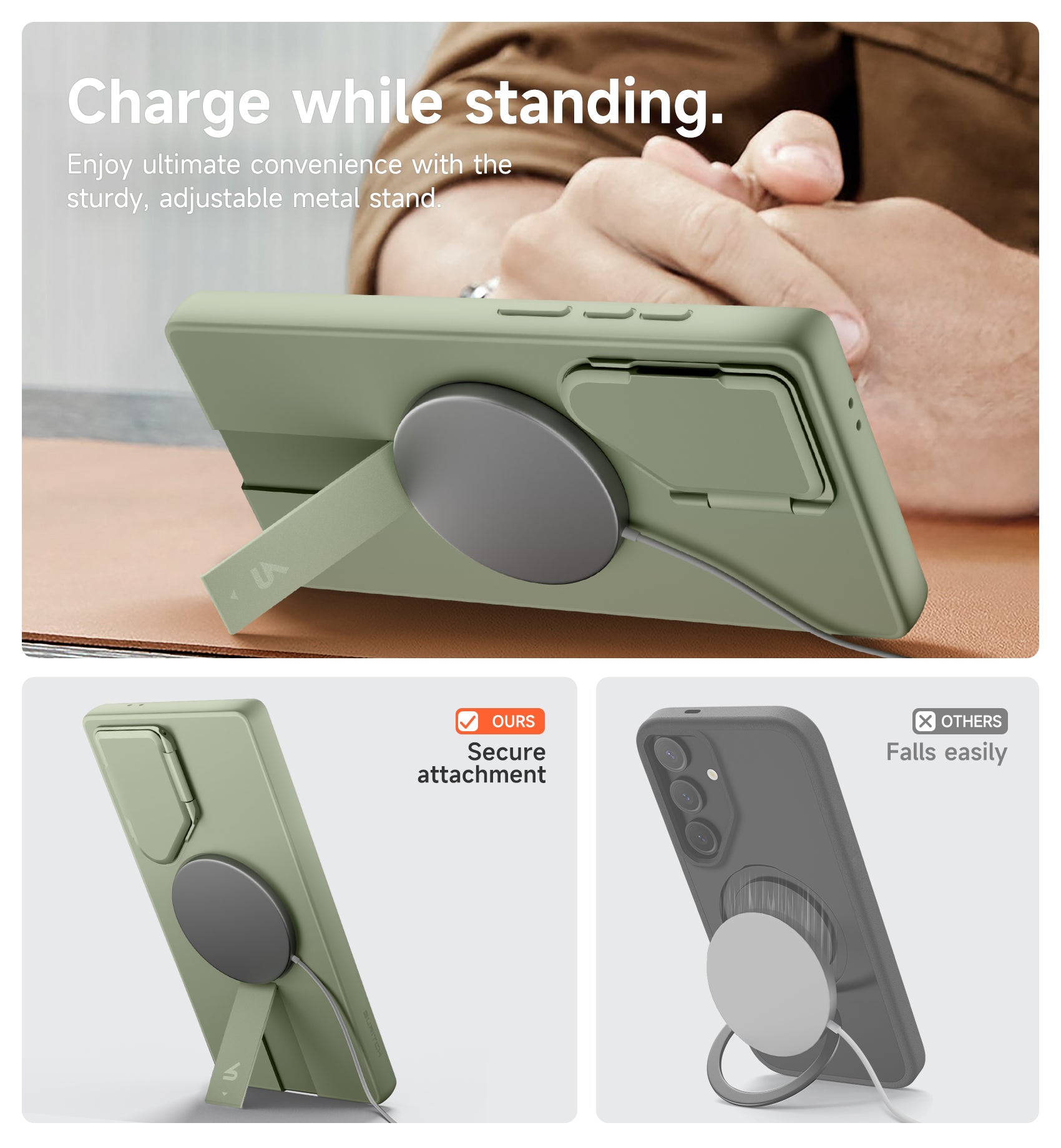 Suritch Case for Samsung Galaxy S24 Ultra 2024 Magnetic Protective Cover with Camera Cover Adjustable Metal Kickstand