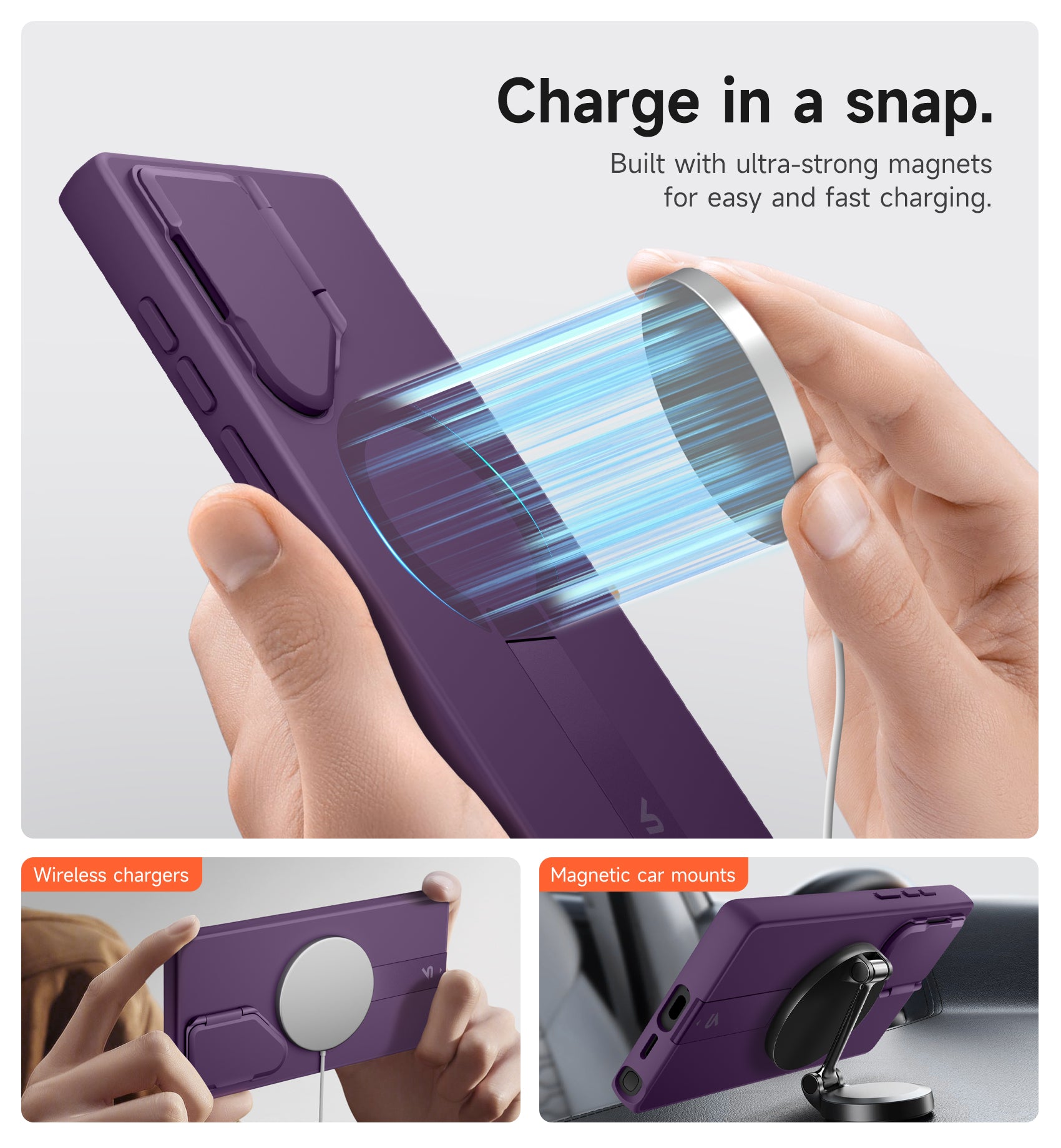 Suritch Case for Samsung Galaxy S24 Ultra 2024 Magnetic Protective Cover with Camera Cover Adjustable Metal Kickstand