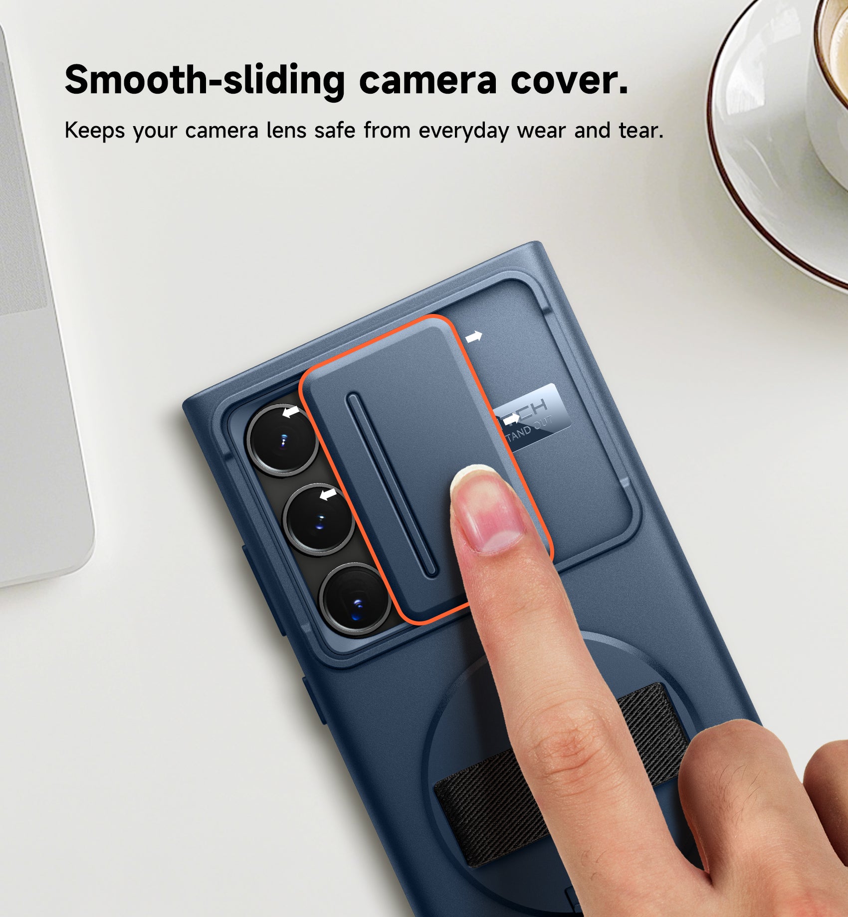 Suritch Case for Samsung Galaxy S24 Ultra with 360° Rotatable Hand Strap Phone Grip Invisible Kickstand Slide Camera Cover Rugged Shockproof Protective Cover