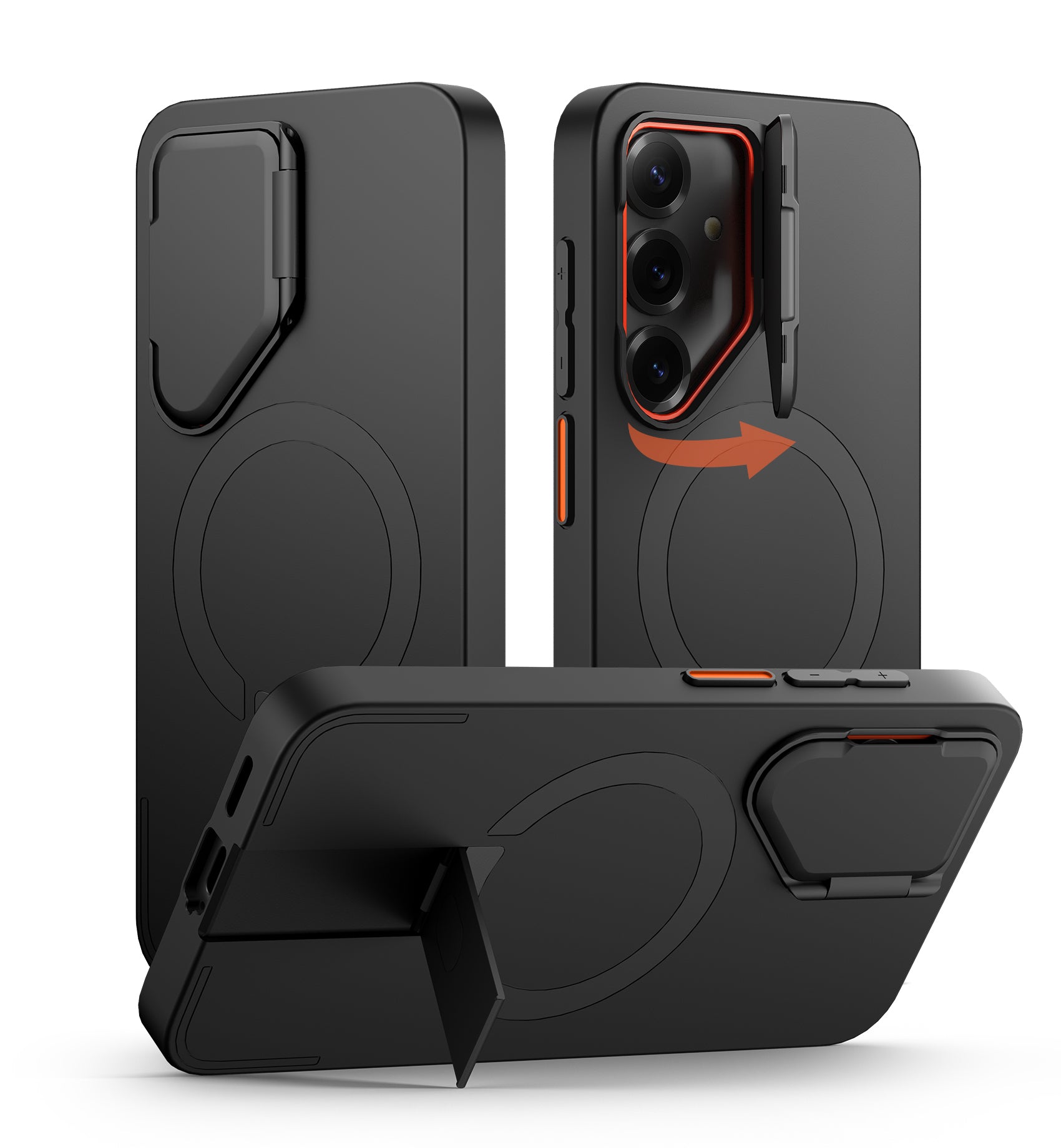 Suritch Case for Samsung Galaxy S25 2025 Magnetic Shockproof Bumper Slim Protective Cover with Camera Cover Adjustable Metal Kickstand