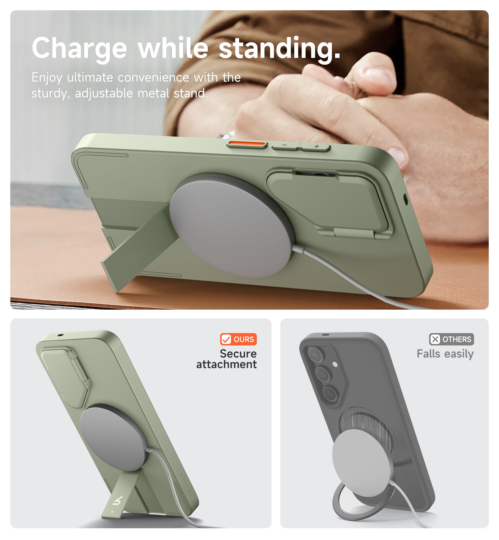Suritch Case for Samsung Galaxy S25 2025 Magnetic Shockproof Bumper Slim Protective Cover with Camera Cover Adjustable Metal Kickstand