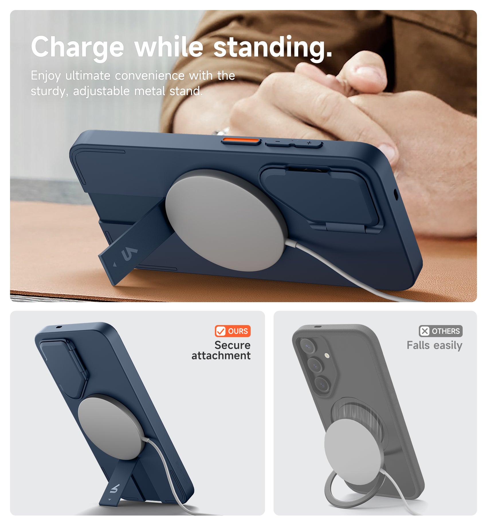 Suritch Case for Samsung Galaxy S25 Plus 2025 Magnetic Shockproof Protective Cover with Camera Cover Adjustable Metal Kickstand