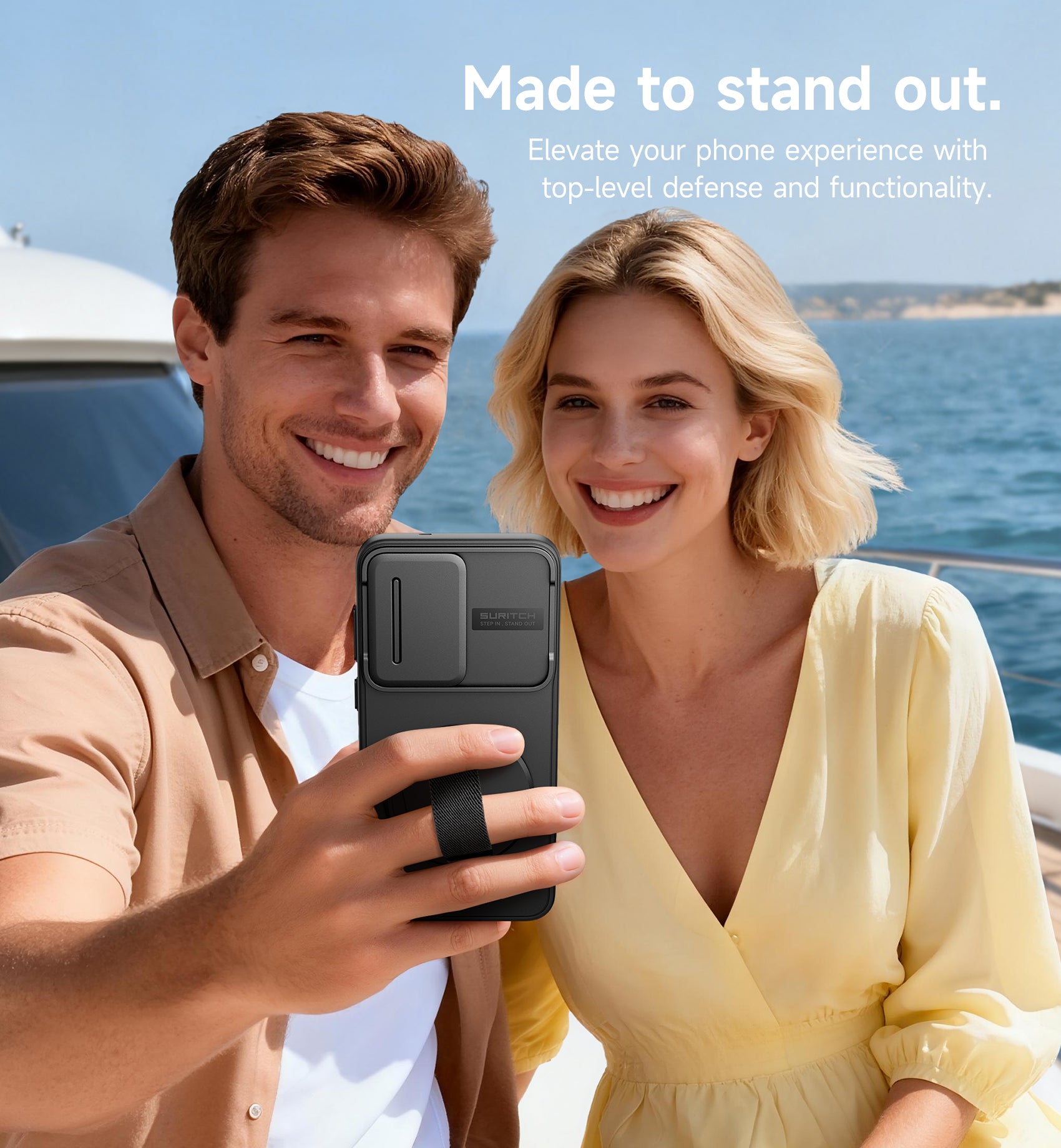 Suritch Case for Samsung Galaxy S25 Plus with 360° Rotatable Hand Strap Phone Grip Invisible Kickstand Slide Camera Cover Rugged Shockproof Protective Cover