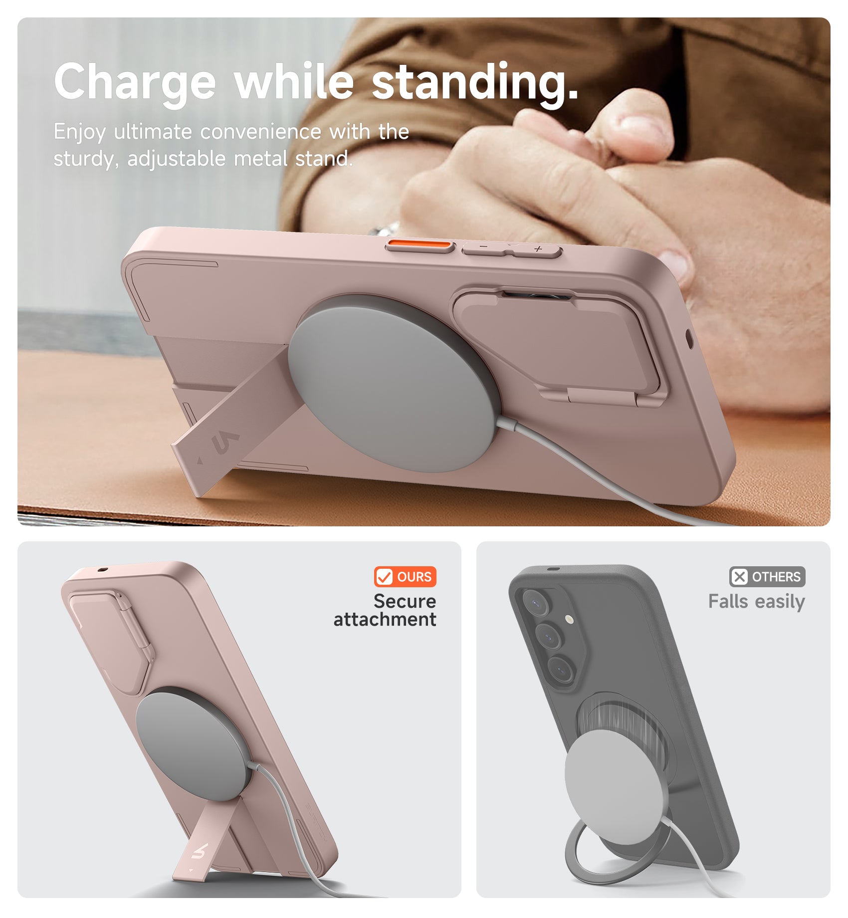 Suritch Case for Samsung Galaxy S25 2025 Magnetic Shockproof Bumper Slim Protective Cover with Camera Cover Adjustable Metal Kickstand