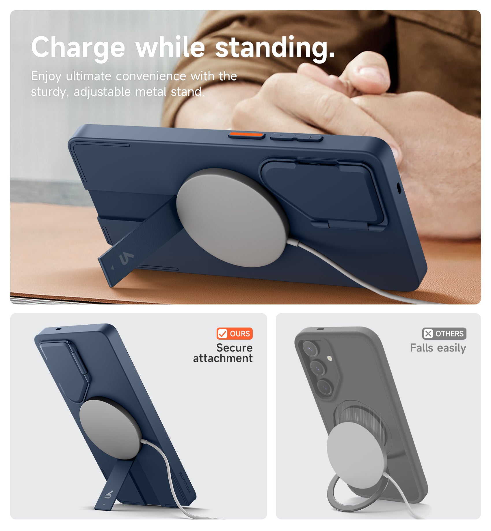 Suritch Case for Samsung Galaxy S25 Ultra Magnetic Protective Cover with Camera Cover Adjustable Metal Kickstand
