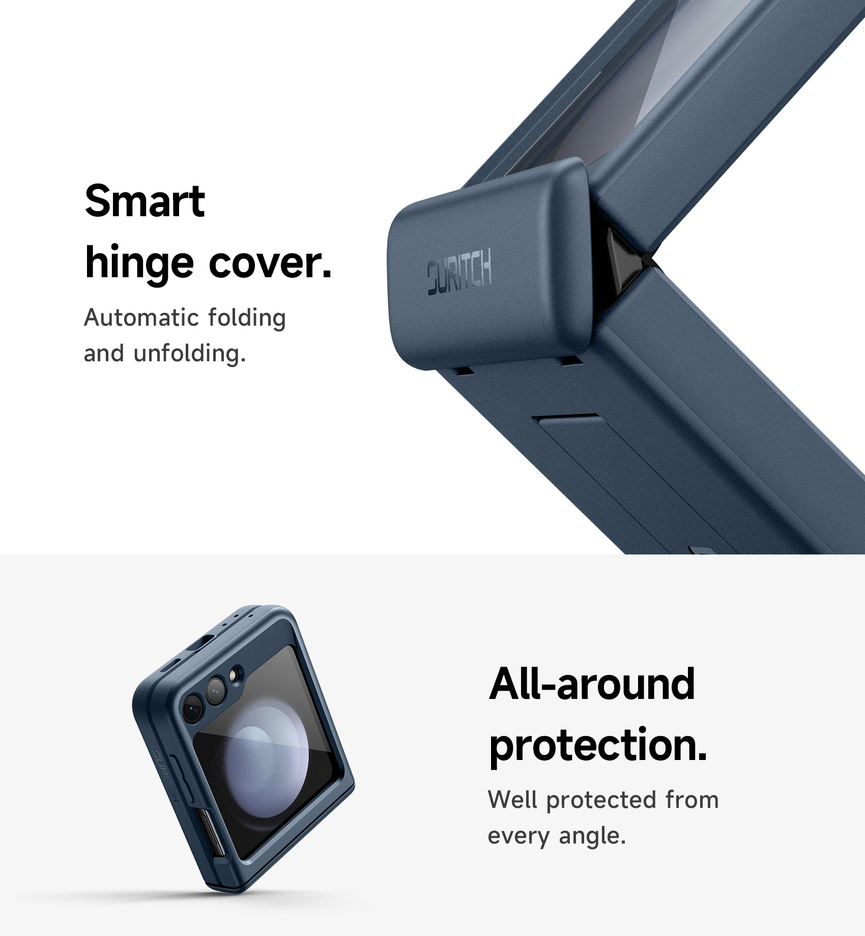 Suritch Case for Samsung Galaxy Z Flip 5 2023 with Built-in Screen Protector Kickstand Hinge Protection Full-Body Shockproof Protective Cover