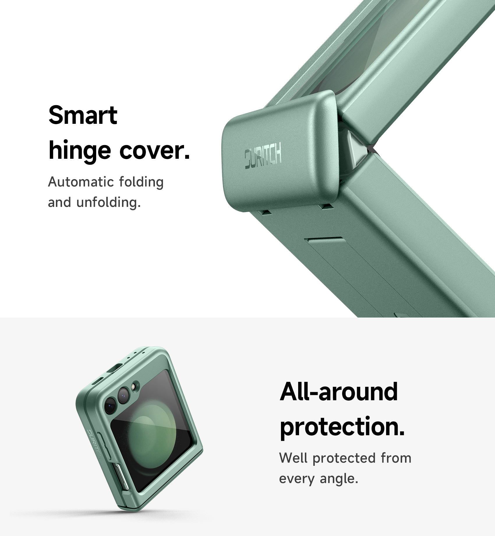 Suritch Case for Samsung Galaxy Z Flip 5 2023 with Built-in Screen Protector Kickstand Hinge Protection Full-Body Shockproof Protective Cover