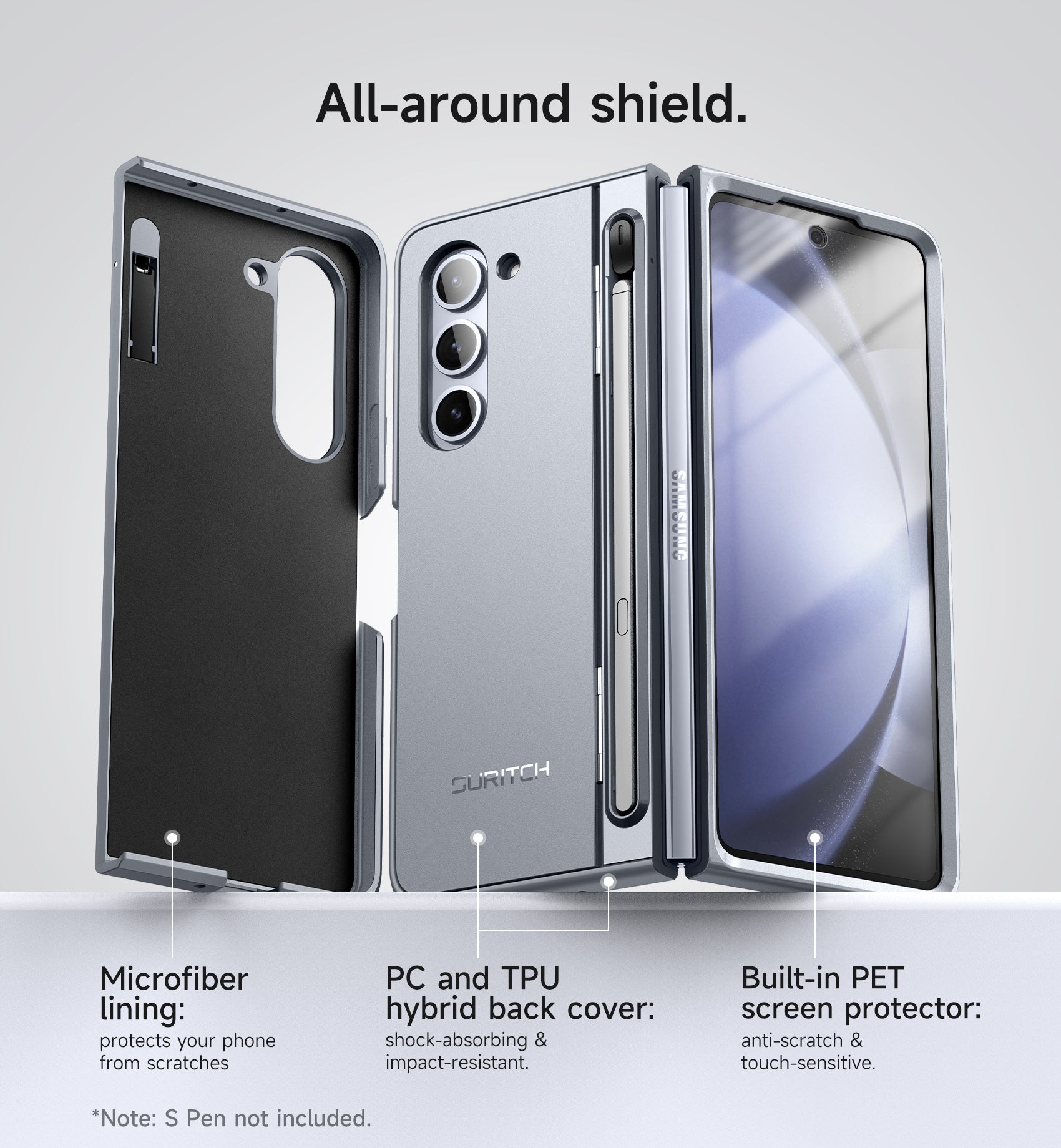 Suritch Case for Samsung Galaxy Z Fold 5 2023 with Kickstand S Pen Holder