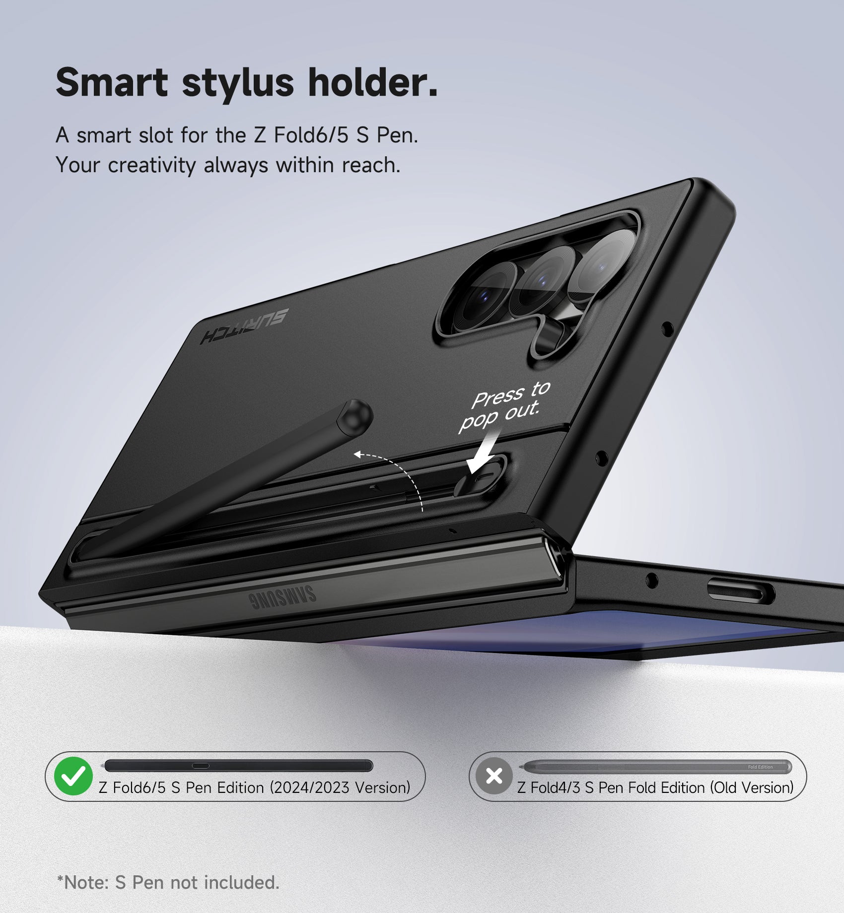 Suritch Case for Samsung Galaxy Z Fold 6 2024 with Kickstand S Pen Holder
