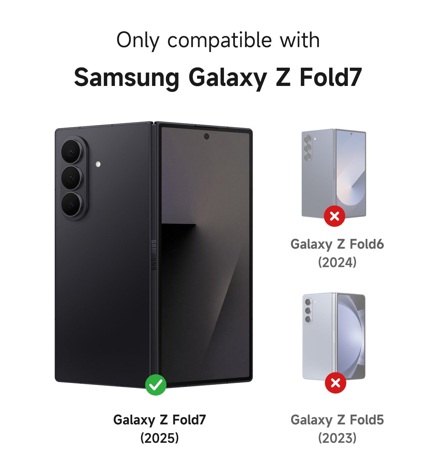 Suritch Case for Samsung Galaxy Z Fold 7 with 360° Rotatable Hand Strap Phone Grip Holder Invisible Kickstand Screen Protector Protective Cover