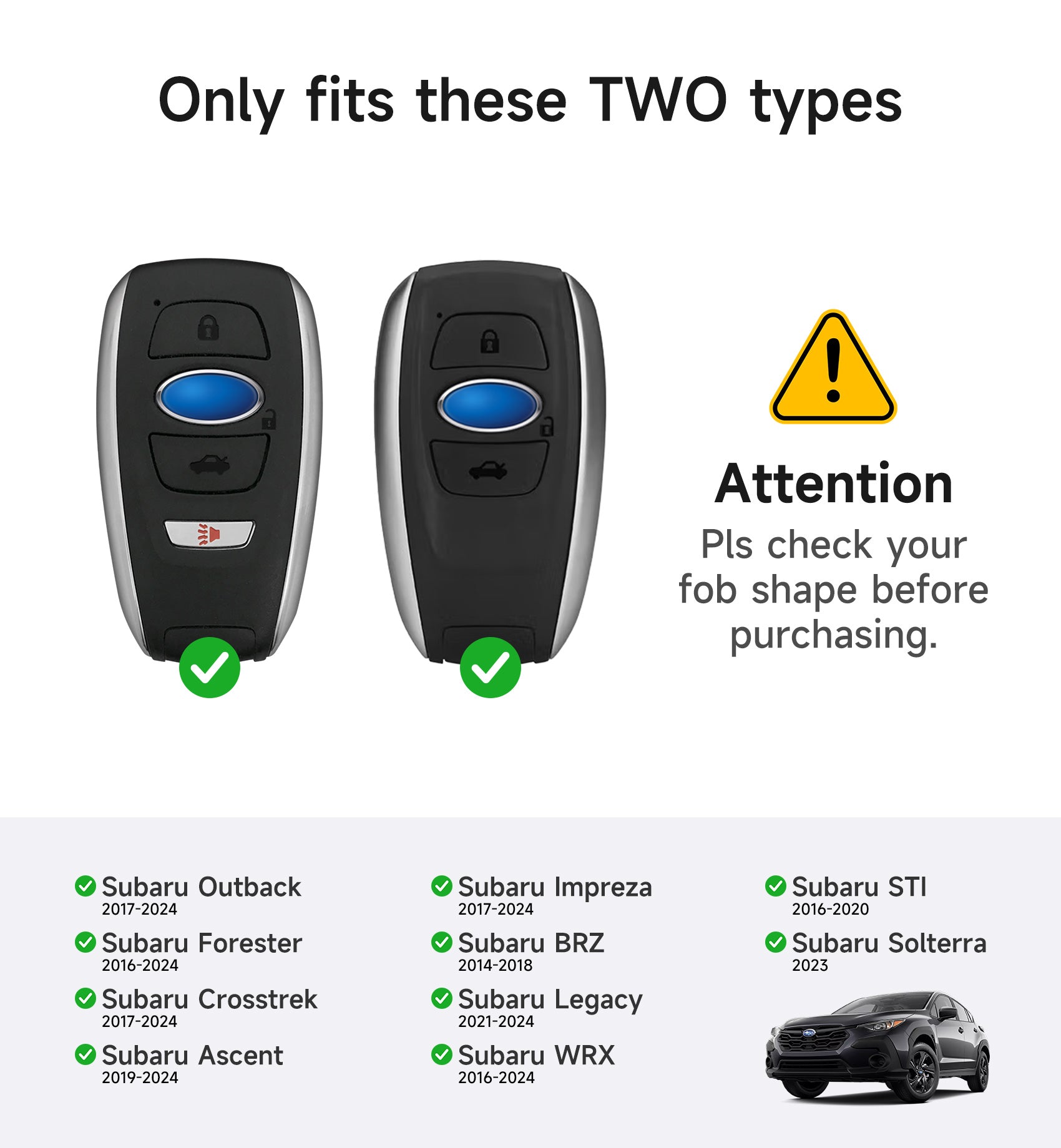 Suritch Case for Subaru Key Fob Tough PC Soft TPU Protective Cover with Keychain for Subaru CrossTrek Smart Key Protector