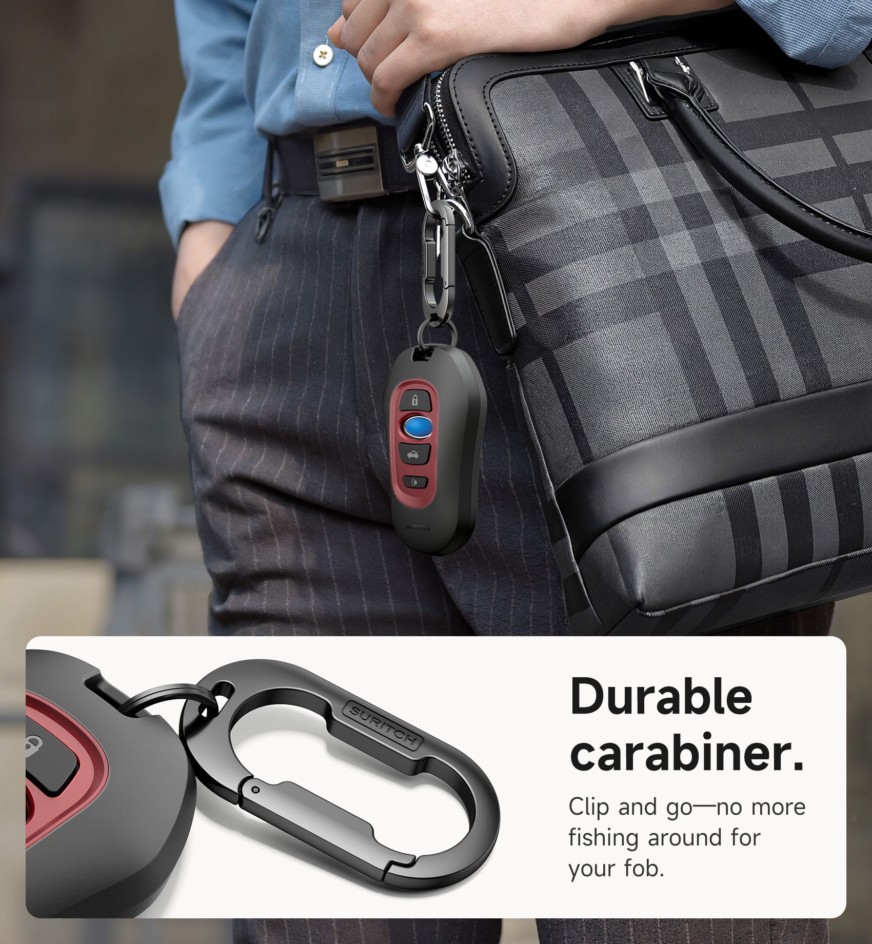 Suritch Case for Subaru Key Fob Tough PC Soft TPU Protective Cover with Keychain for Subaru CrossTrek Smart Key Protector