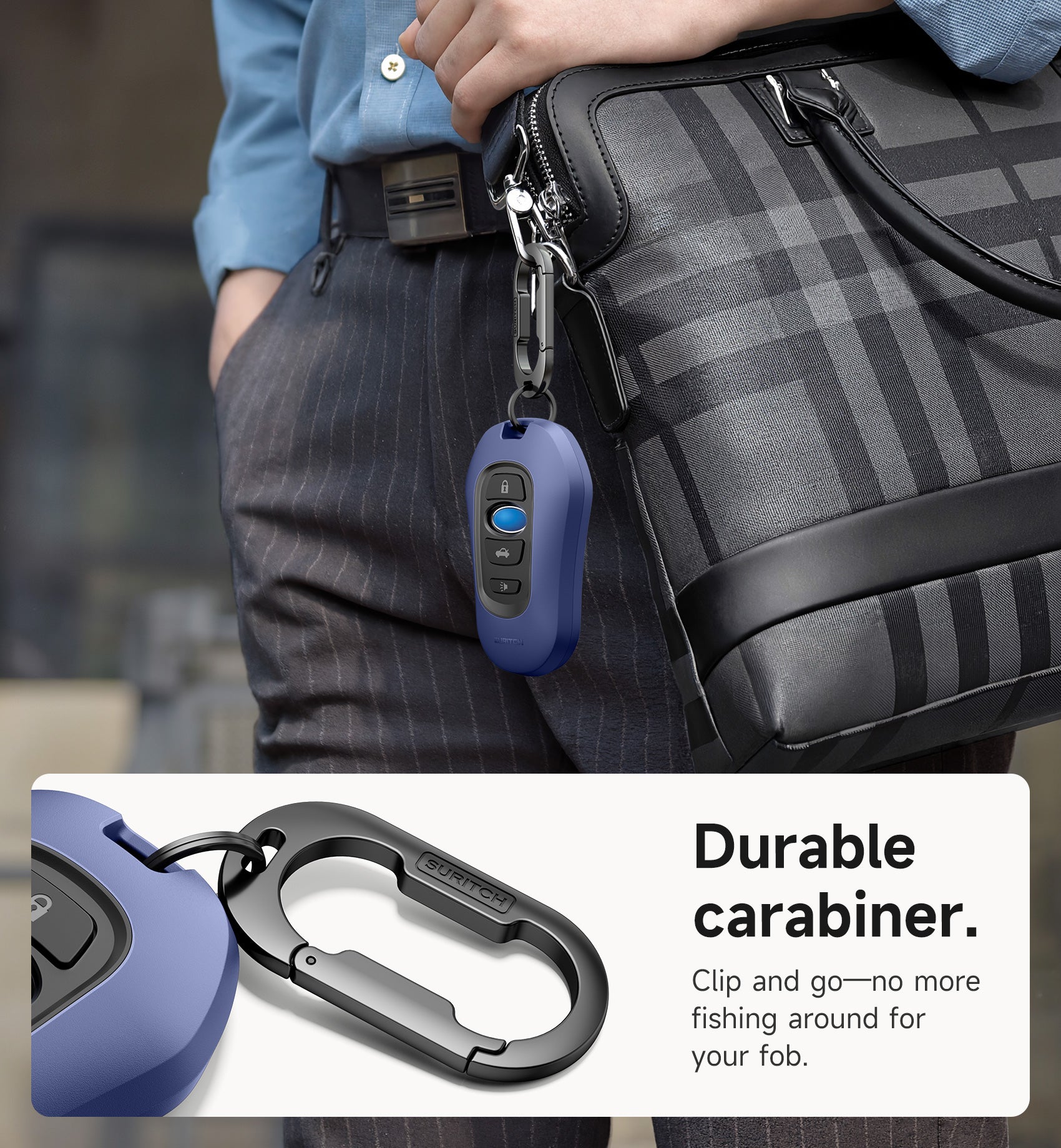 Suritch Case for Subaru Key Fob Tough PC Soft TPU Protective Cover with Keychain for Subaru CrossTrek Smart Key Protector