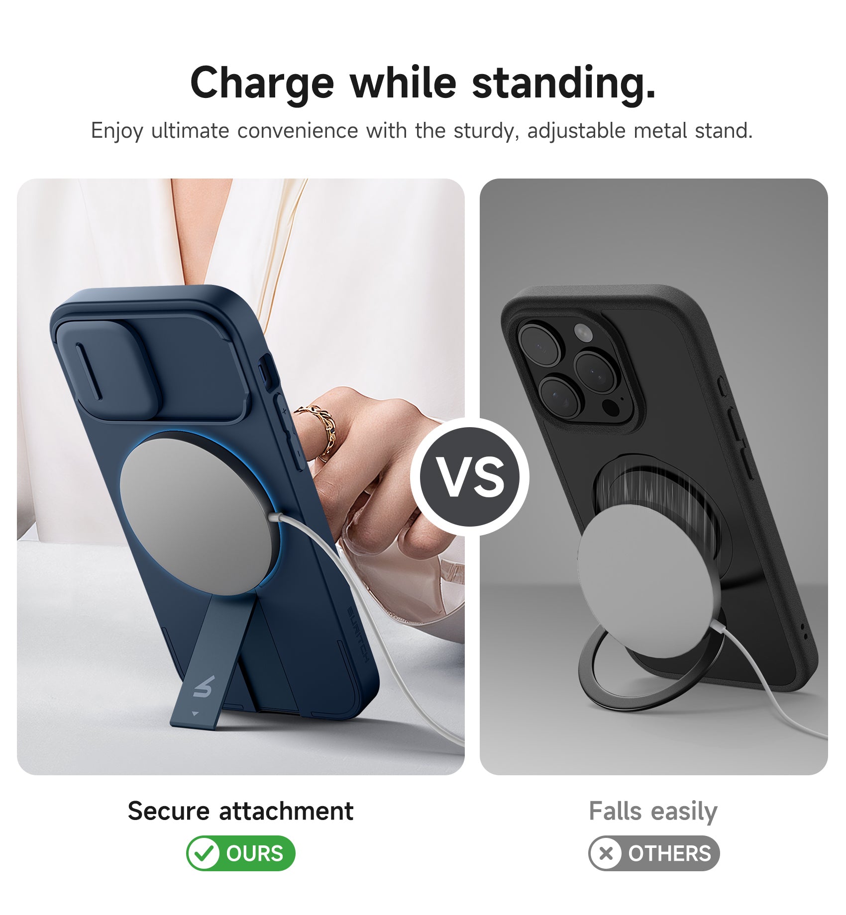 Suritch Case for iPhone 12 with Magnetic Camera Slide Cover Adjustable Kickstand Compatible with MagSafe Slim Protective Cover