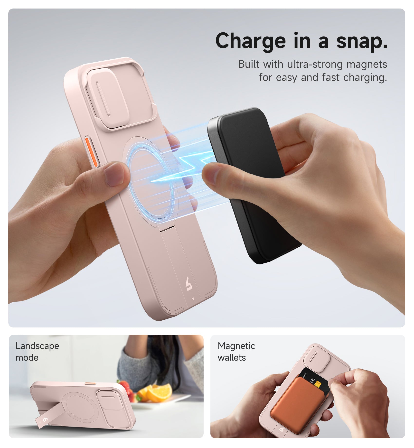 Suritch Case for iPhone 12 with Magnetic Camera Slide Cover Adjustable Kickstand Compatible with MagSafe Slim Protective Cover