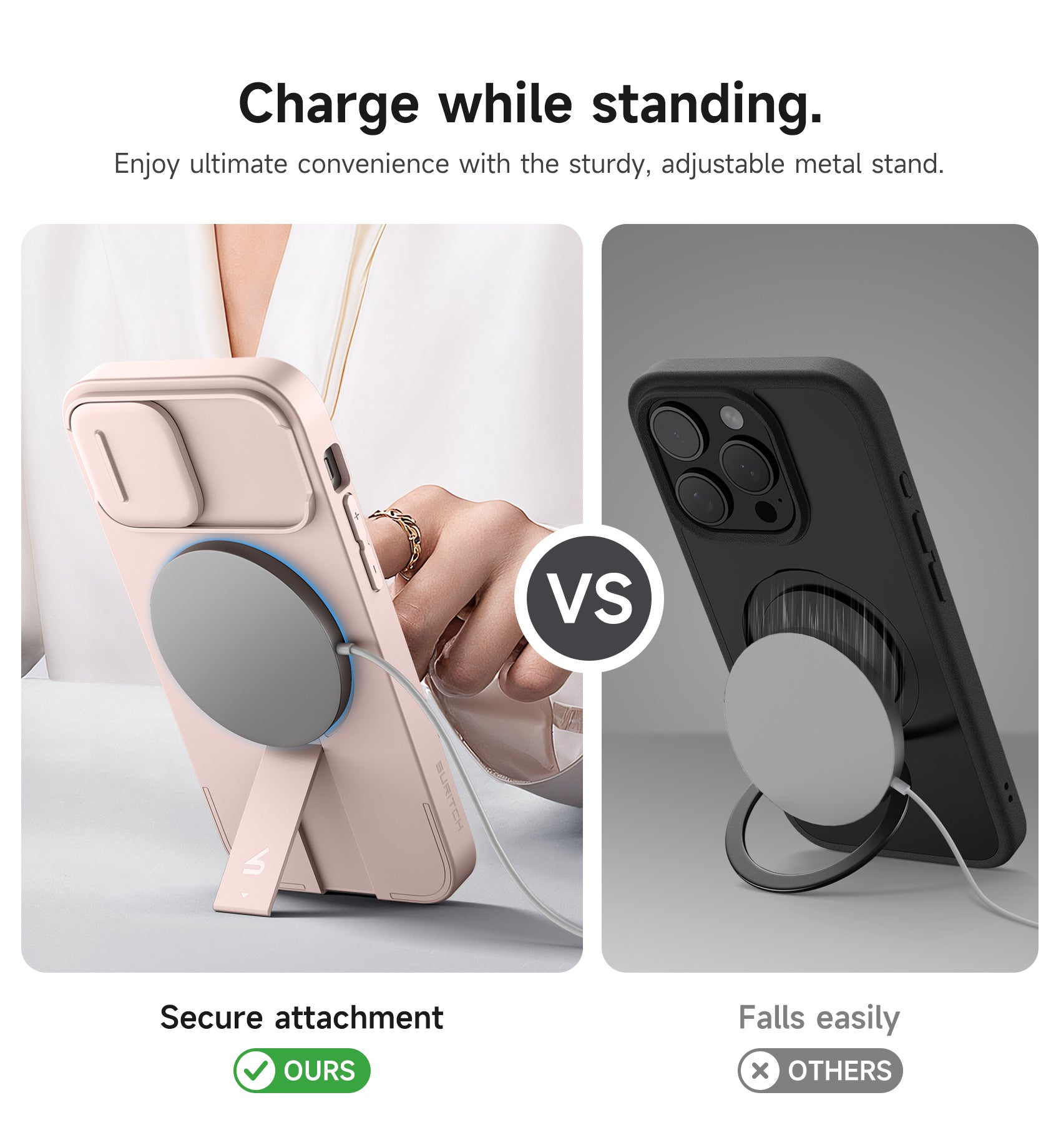 Suritch Case for iPhone 12 with Magnetic Camera Slide Cover Adjustable Kickstand Compatible with MagSafe Slim Protective Cover