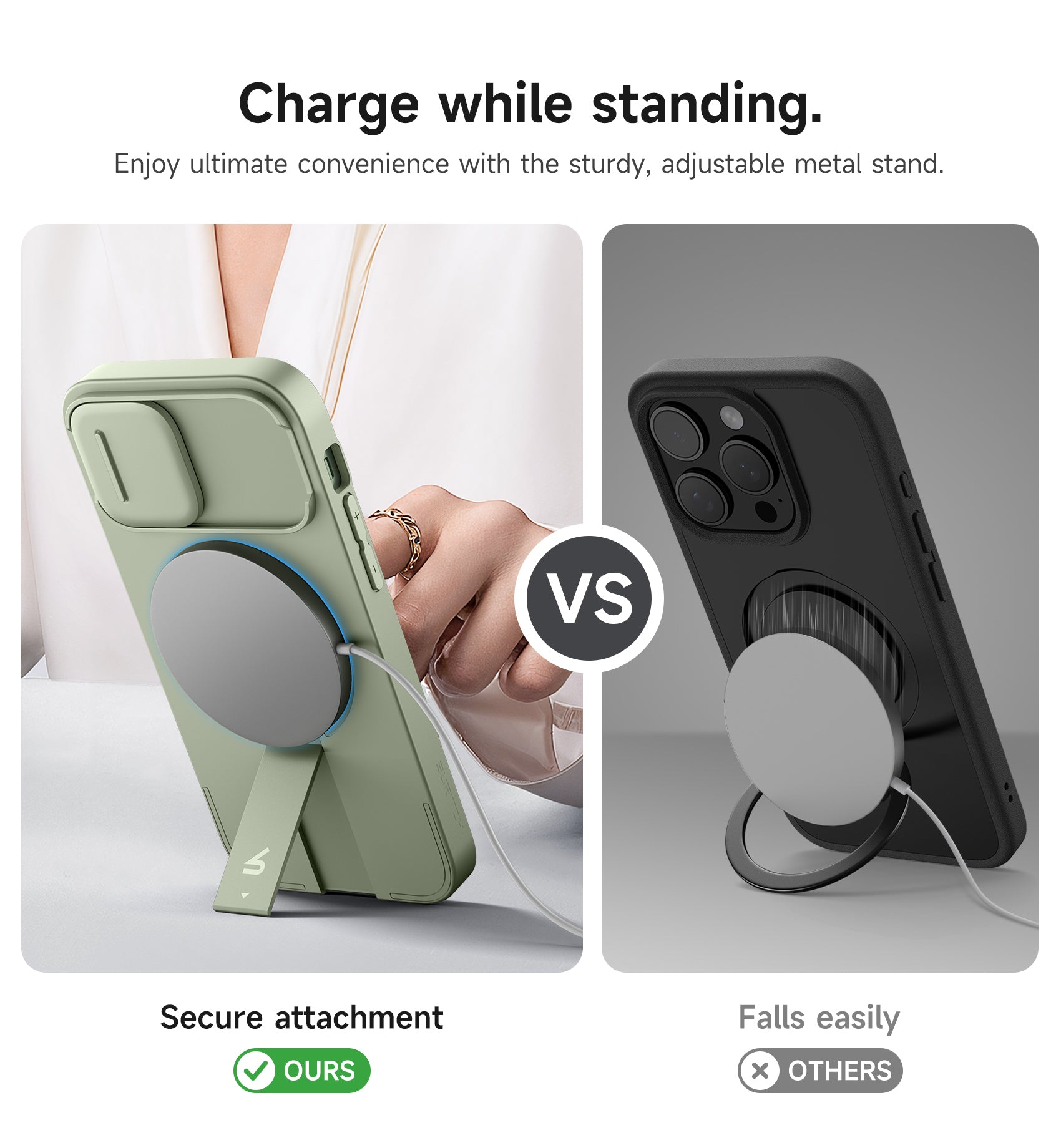 Suritch Case for iPhone 12 Pro with Magnetic Camera Slide Cover Adjustable Kickstand Compatible with MagSafe Slim Protective Cover