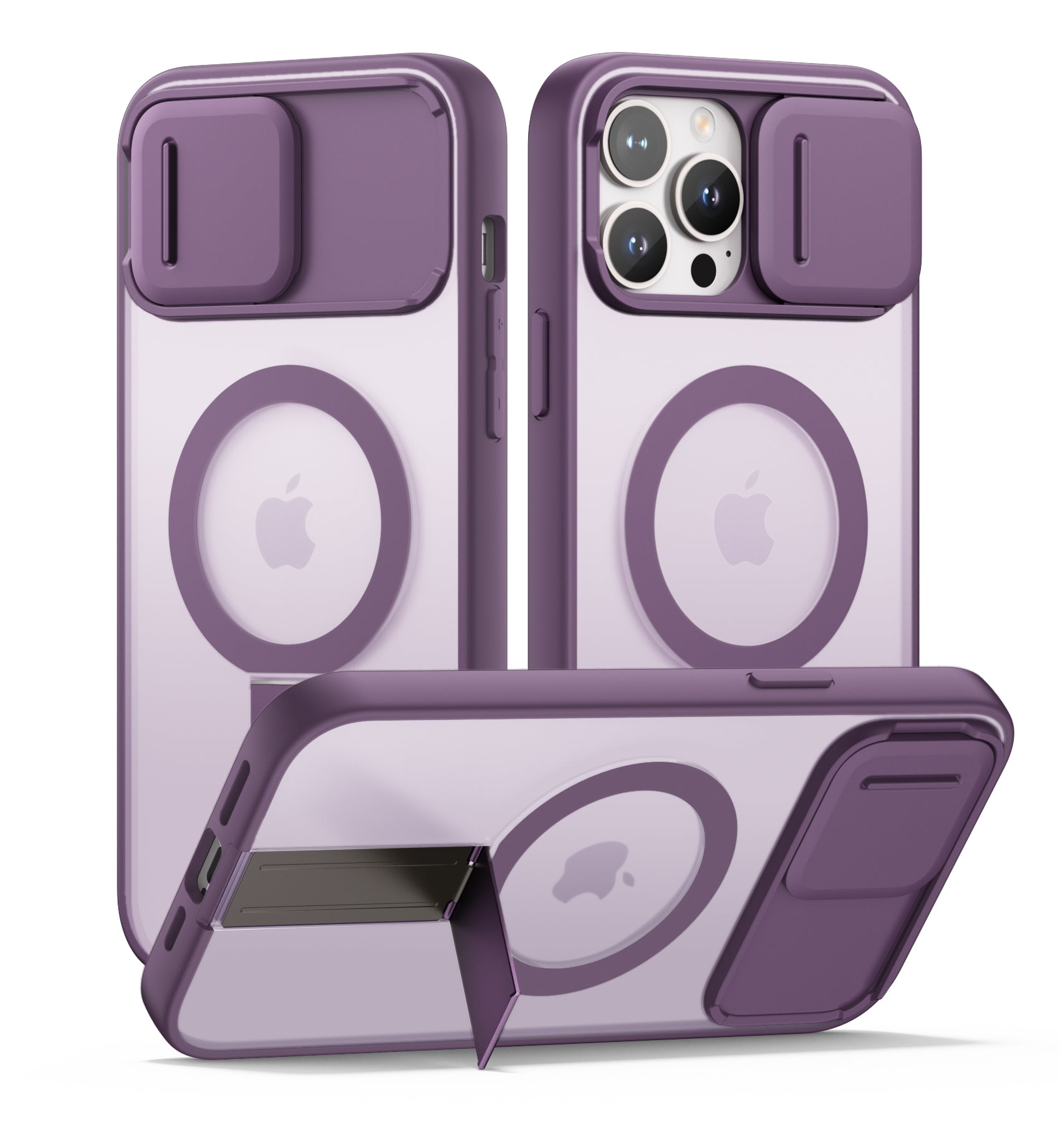 Suritch Case for iPhone 12 Pro Max Compatible with MagSafe Built-in Kickstand Camera Cover Translucent Back Shockproof Rugged Protective Phone Cover 6.7 Inch