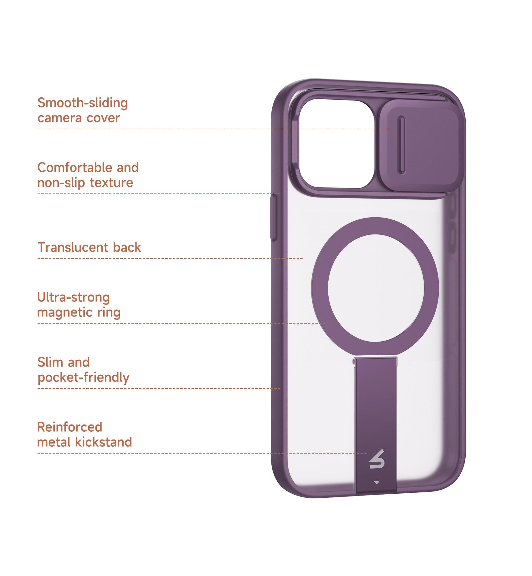 Suritch Case for iPhone 12 Pro Max Compatible with MagSafe Built-in Kickstand Camera Cover Translucent Back Shockproof Rugged Protective Phone Cover 6.7 Inch