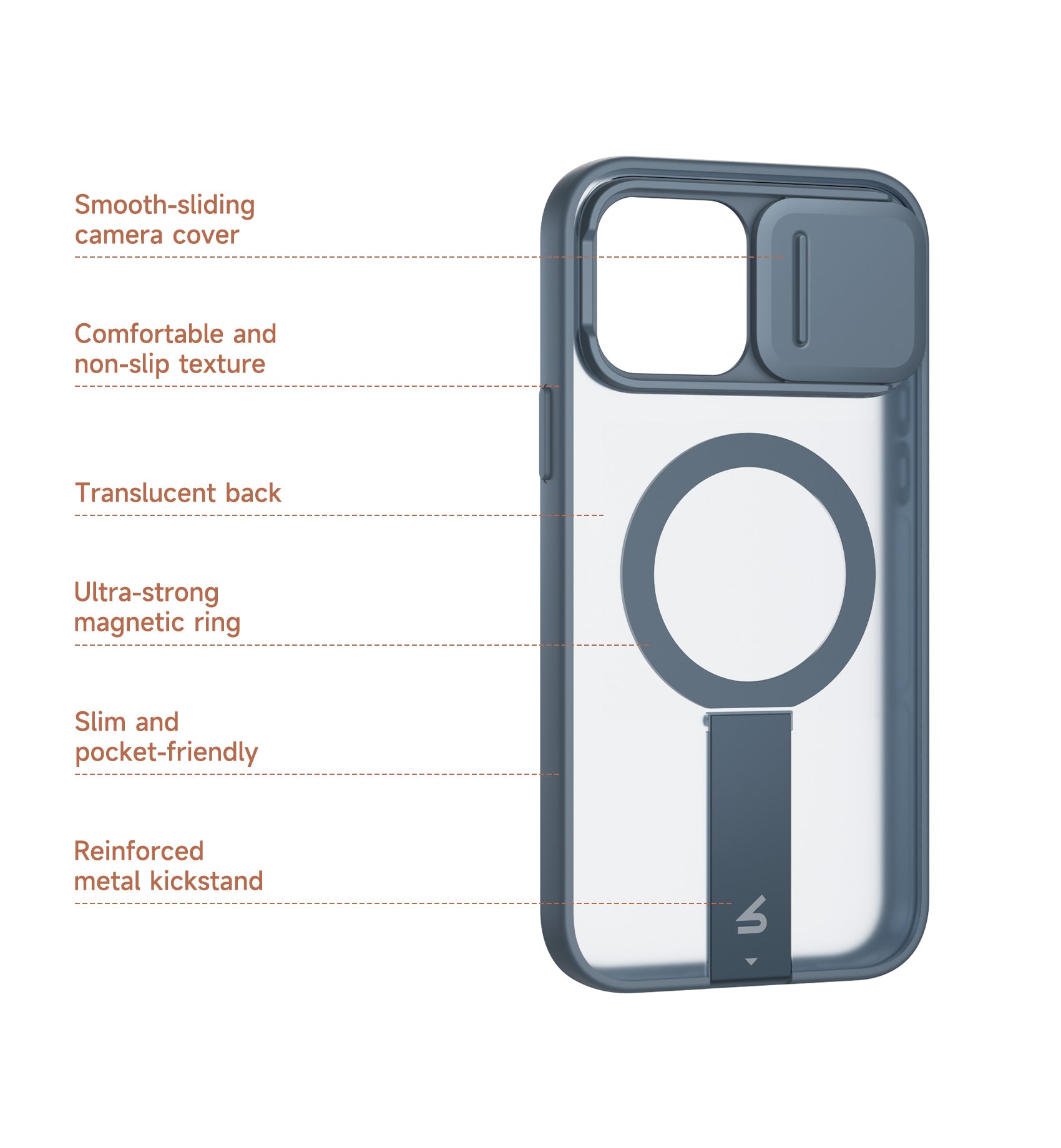 Suritch Case for iPhone 13 Pro Max Compatible with MagSafe Built-in Kickstand Camera Cover Translucent Back Shockproof Rugged Protective Phone Cover 6.7 Inch