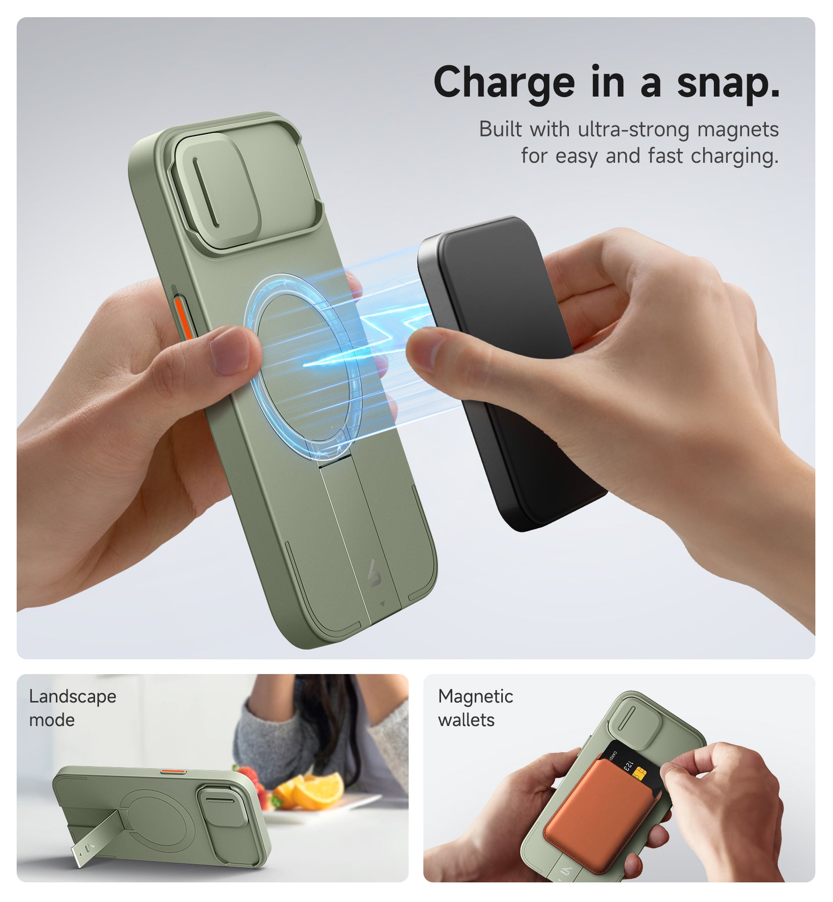 Suritch Case for iPhone 14 with Magnetic Camera Slide Cover Adjustable Kickstand Compatible with MagSafe