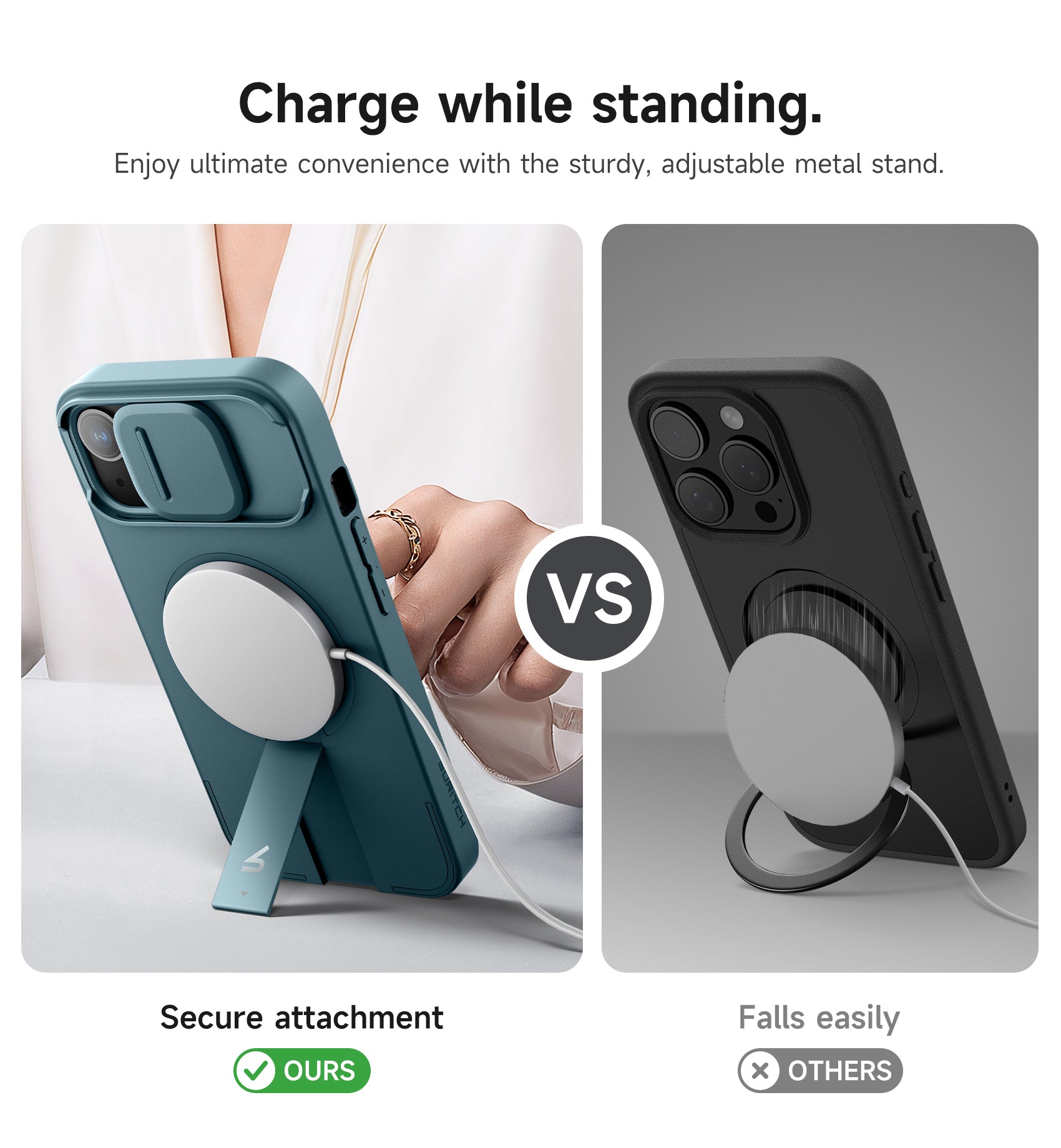 Suritch Case for iPhone 14 with Magnetic Camera Slide Cover Adjustable Kickstand Compatible with MagSafe