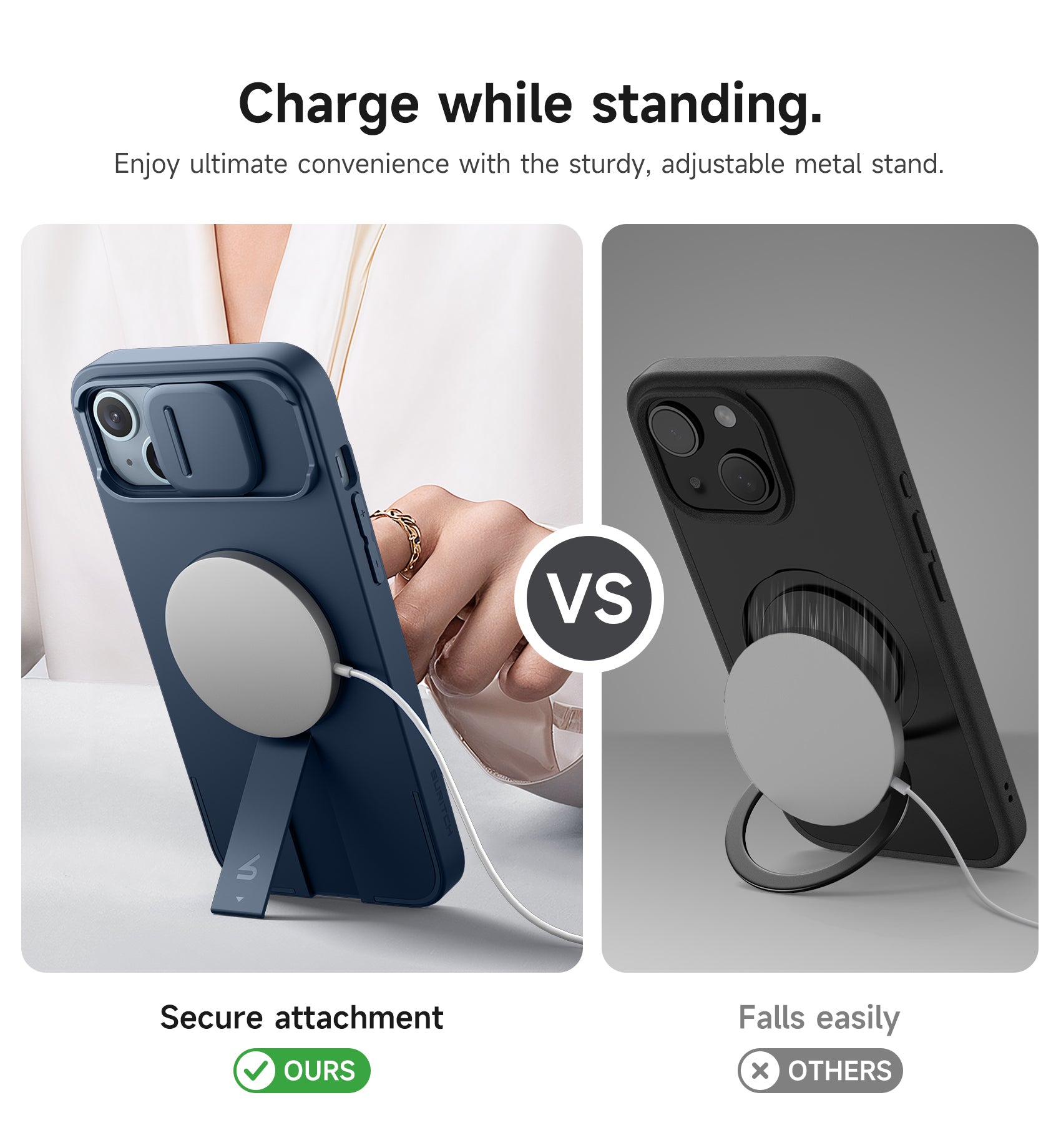 Suritch Case for iPhone 14 Plus with Magnetic Camera Slide Cover Adjustable Kickstand Compatible with MagSafe Slim Protective Cover