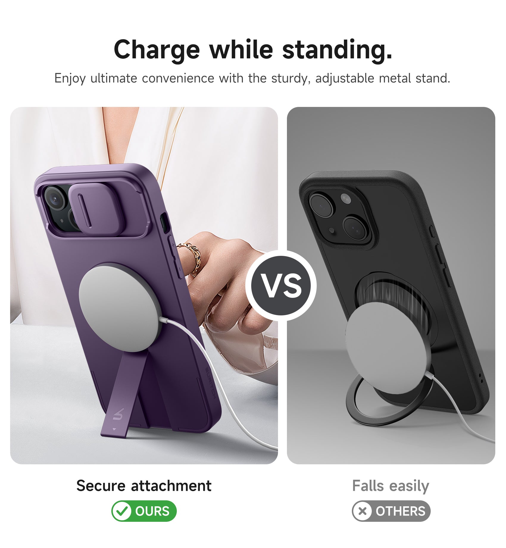 Suritch Case for iPhone 14 Plus with Magnetic Camera Slide Cover Adjustable Kickstand Compatible with MagSafe Slim Protective Cover