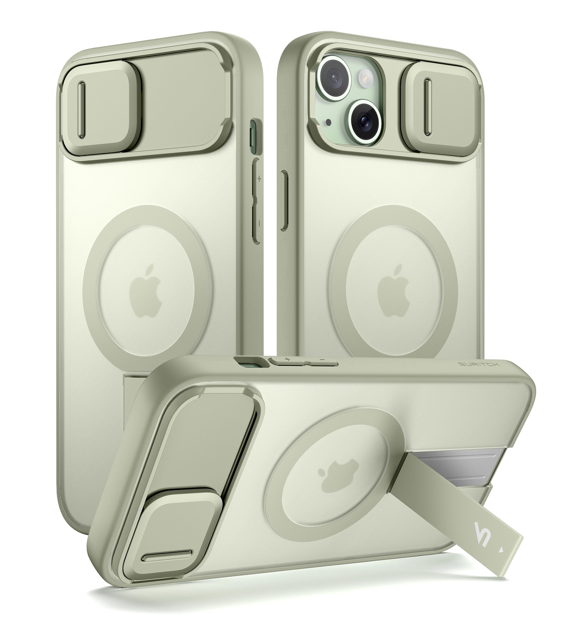 Suritch Case for iPhone 14 Plus Compatible with MagSafe Built-in Kickstand Camera Cover Translucent Back Shockproof Rugged Protective Phone Cover 6.7 Inch