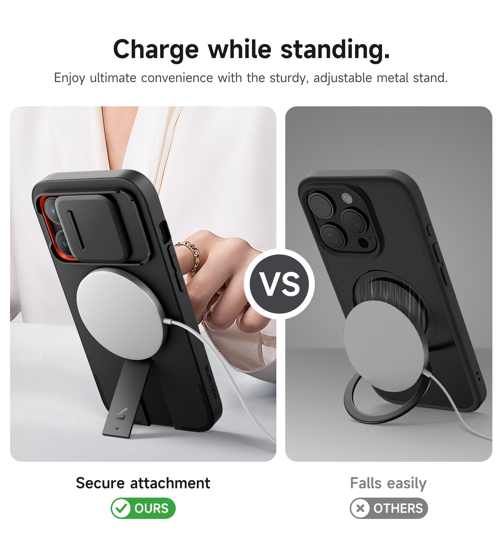 Suritch Case for iPhone 14 Pro with Magnetic Camera Slide Cover Adjustable Kickstand Compatible with MagSafe