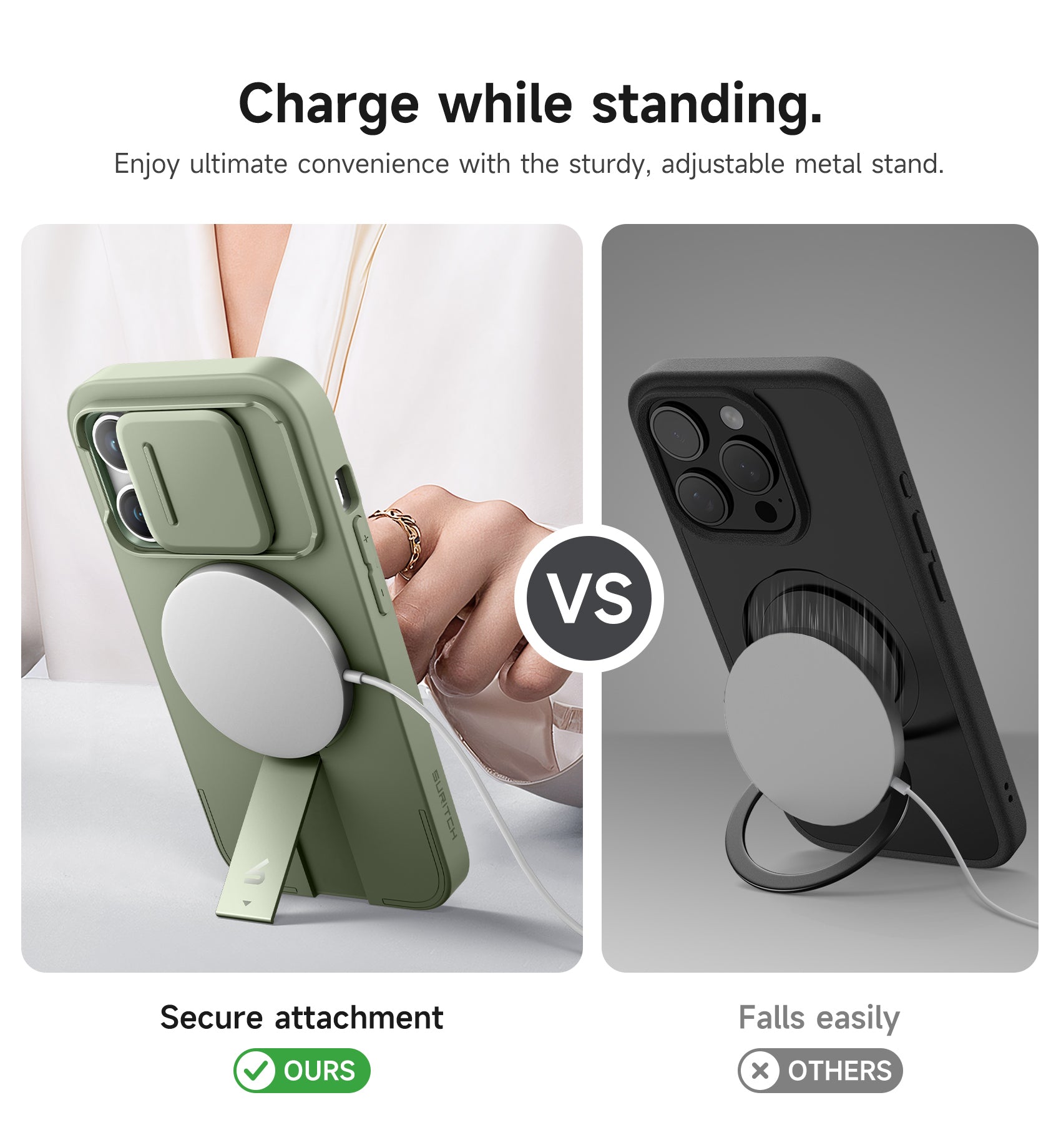 Suritch Case for iPhone 14 Pro with Magnetic Camera Slide Cover Adjustable Kickstand Compatible with MagSafe