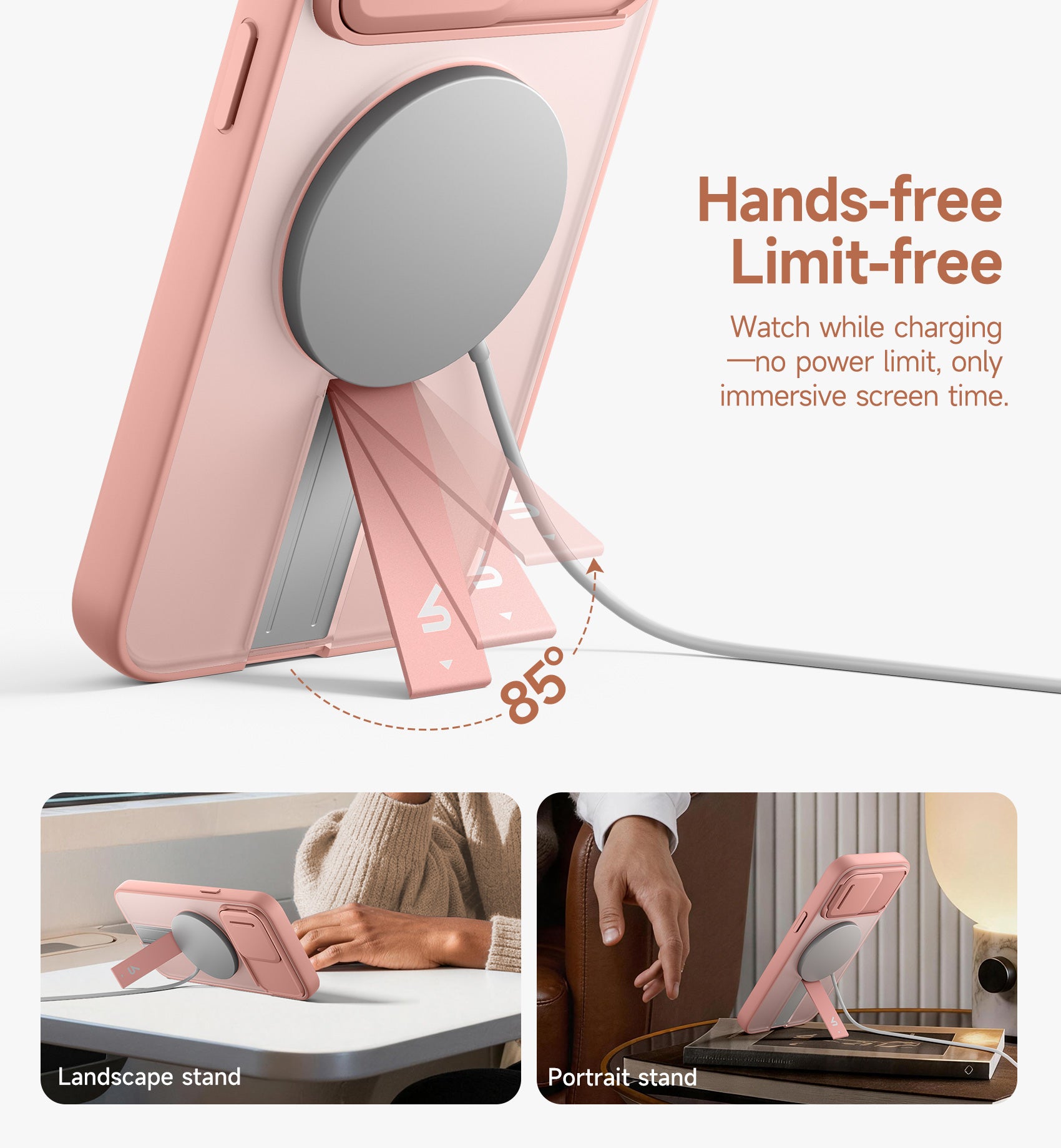 Suritch Case for iPhone 14 Pro Max Compatible with MagSafe Built-in Kickstand Camera Cover Translucent Back Shockproof Rugged Protective Phone Cover 6.7 Inch