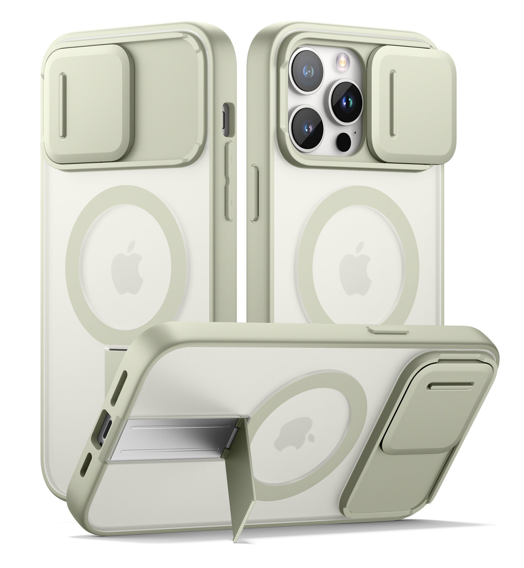 Suritch Case for iPhone 14 Pro Compatible with MagSafe Built-in Kickstand Camera Cover Translucent Back Shockproof Rugged Protective Phone Cover 6.1 Inch