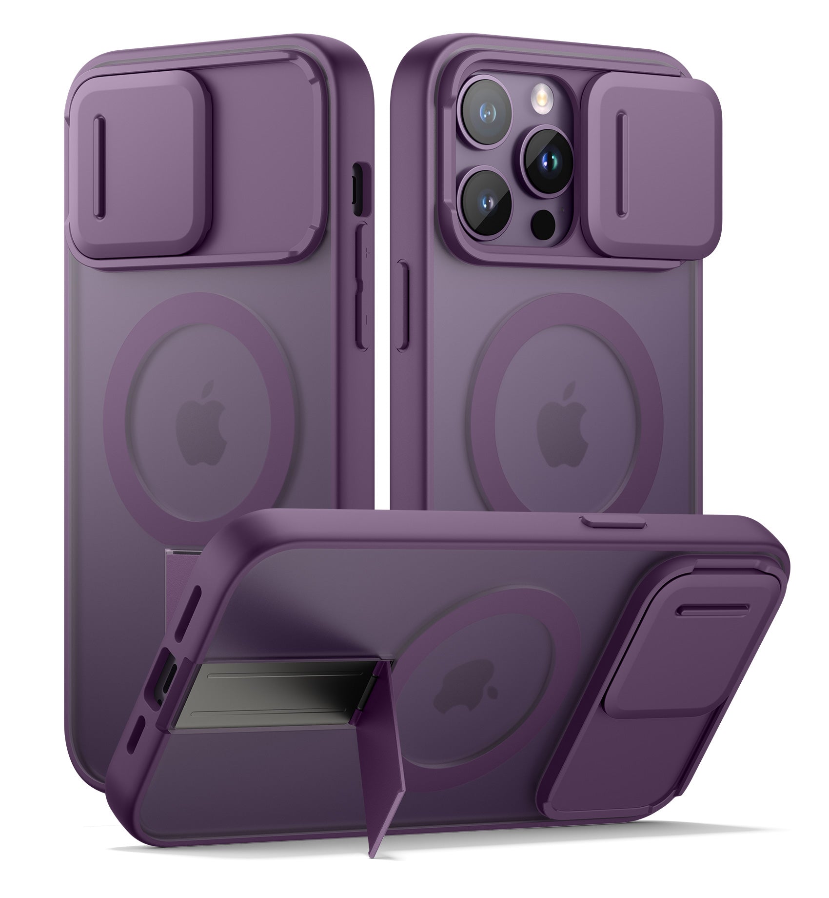 Suritch Case for iPhone 14 Pro Compatible with MagSafe Built-in Kickstand Camera Cover Translucent Back Shockproof Rugged Protective Phone Cover 6.1 Inch