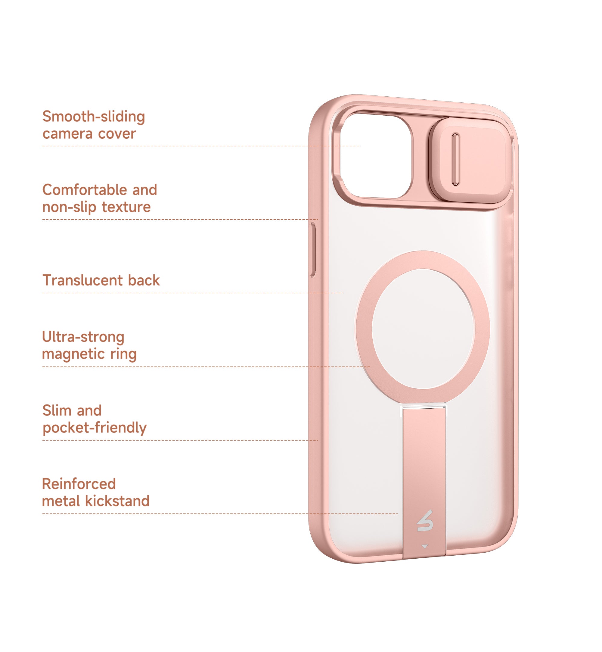 Suritch Case for iPhone 14 Compatible with MagSafe Built-in Kickstand Camera Cover Translucent Back Shockproof Rugged Protective Phone Cover 6.1 Inch
