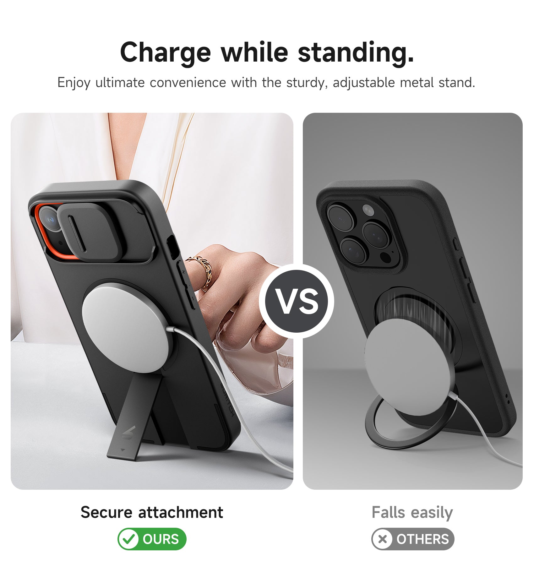Suritch Case for iPhone 15 with Magnetic Camera Slide Cover Adjustable Kickstand Compatible with MagSafe