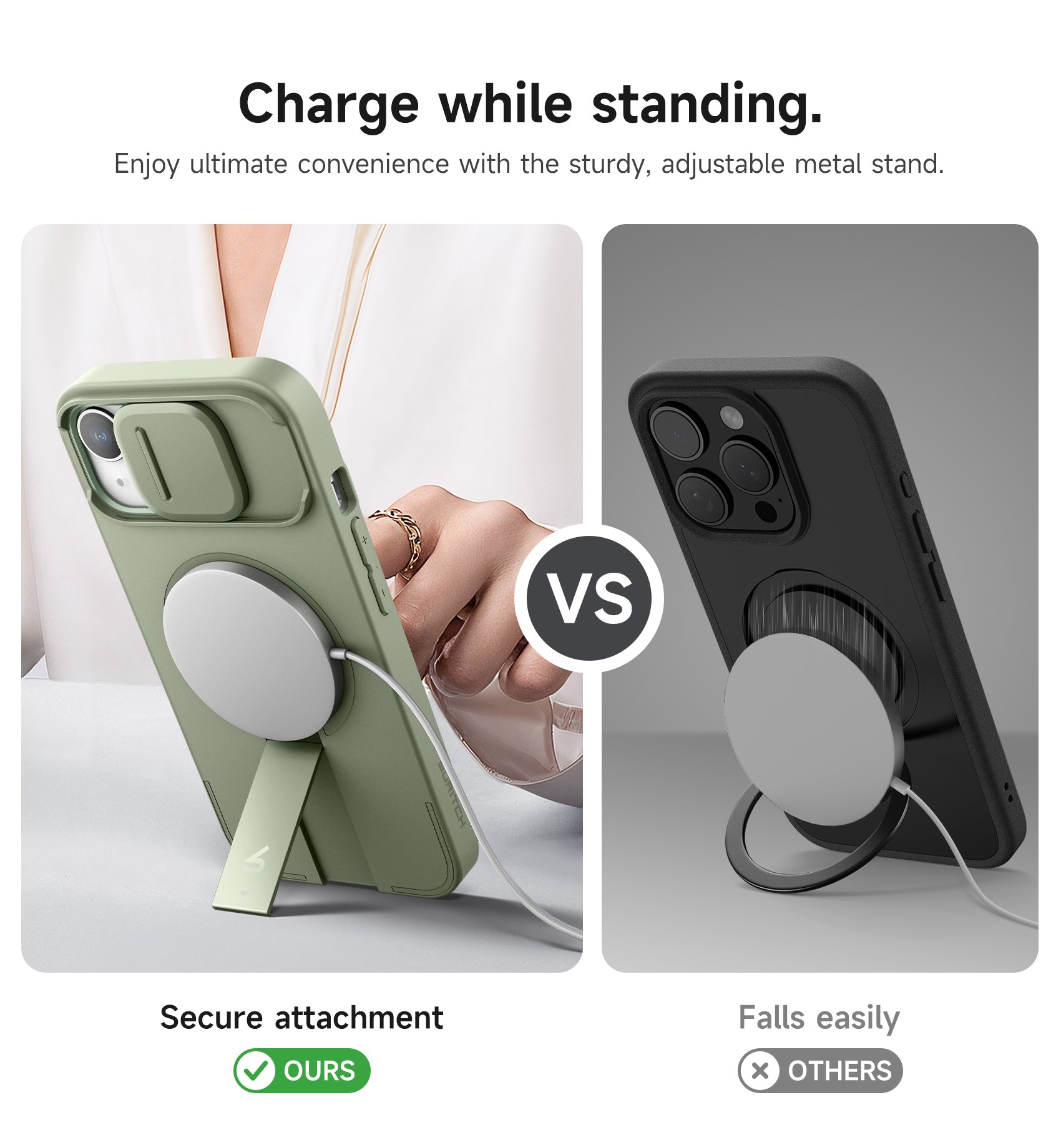 Suritch Case for iPhone 15 with Magnetic Camera Slide Cover Adjustable Kickstand Compatible with MagSafe