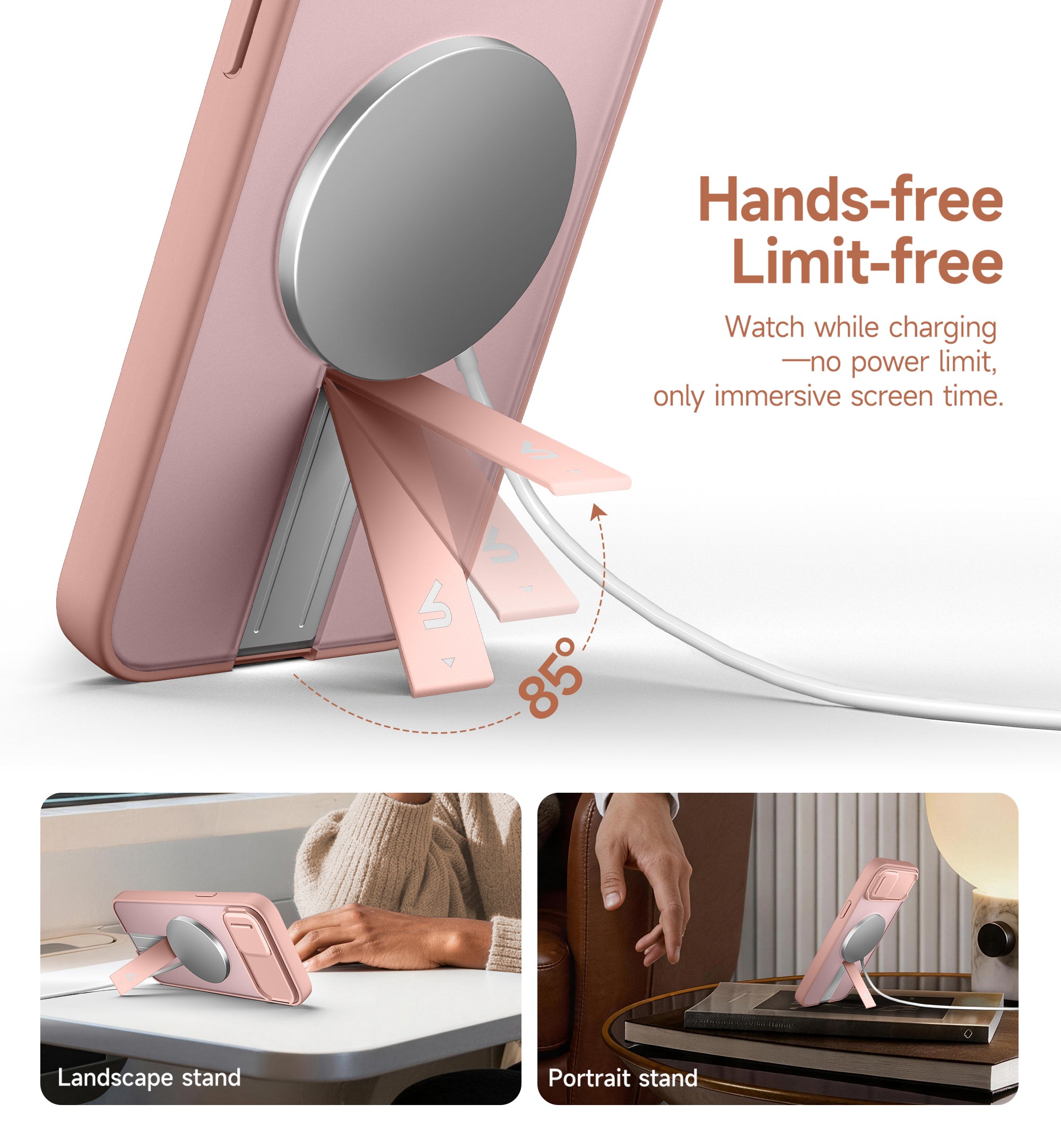 Suritch Case for iPhone 15 Plus Compatible with MagSafe Built-in Kickstand Camera Cover Translucent Back Shockproof Rugged Protective Phone Cover 6.7 Inch