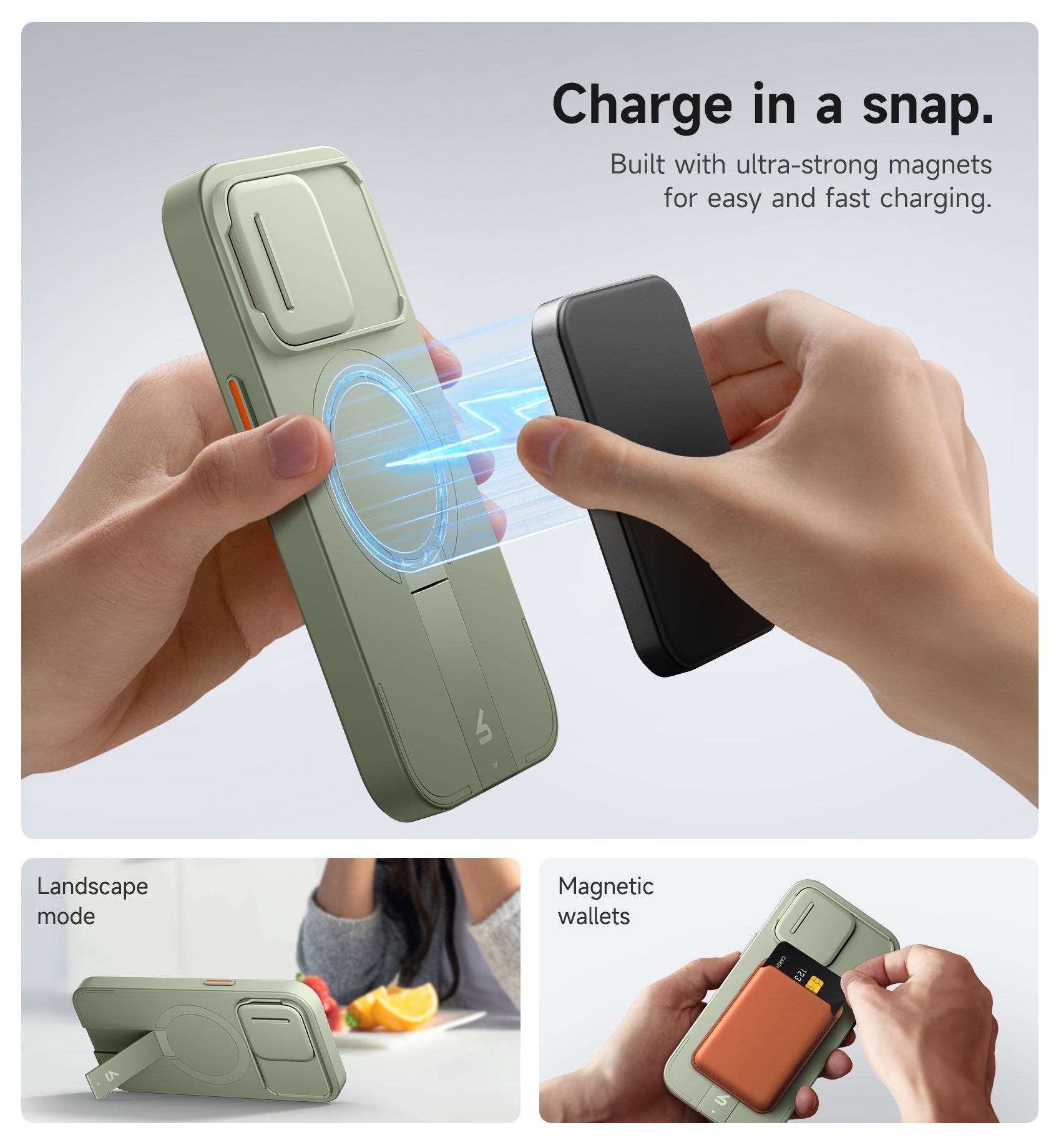 Suritch Case for iPhone 15 Pro with Magnetic Camera Slide Cover Adjustable Kickstand Compatible with MagSafe