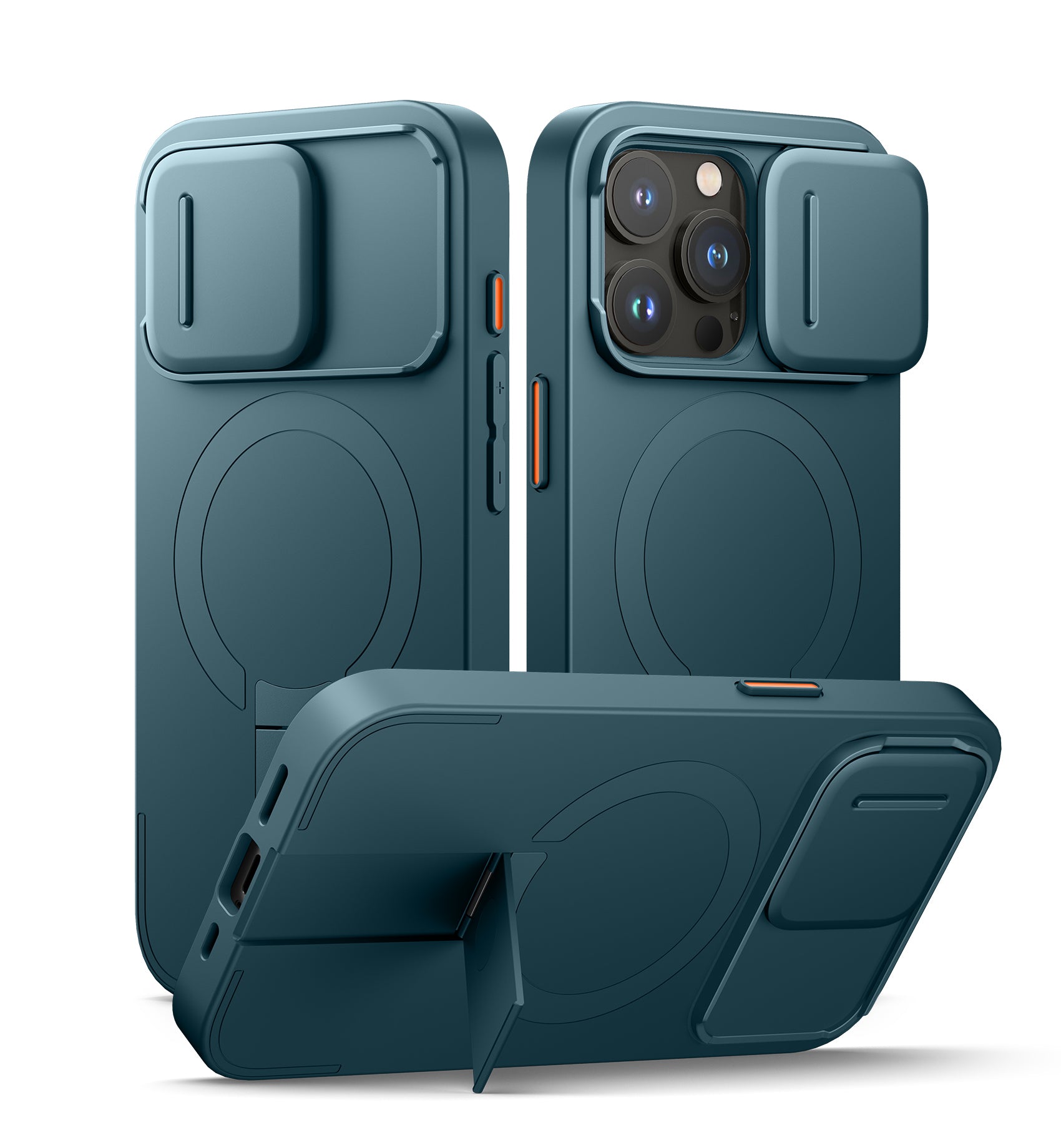 Suritch Case for iPhone 15 Pro with Magnetic Camera Slide Cover Adjustable Kickstand Compatible with MagSafe
