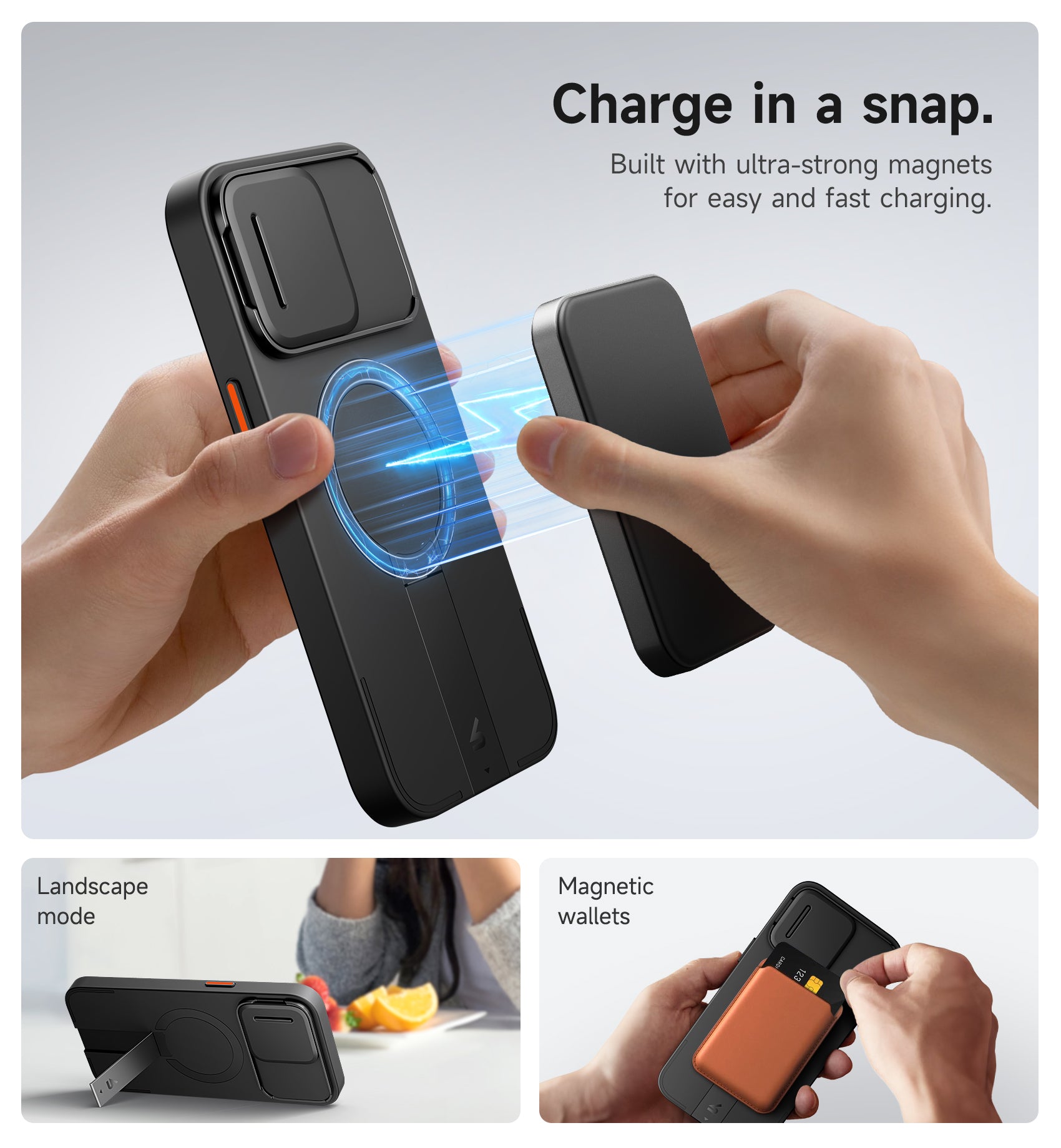 Suritch Case for iPhone 15 Pro Max with Magnetic Camera Slide Cover Adjustable Kickstand Compatible with MagSafe