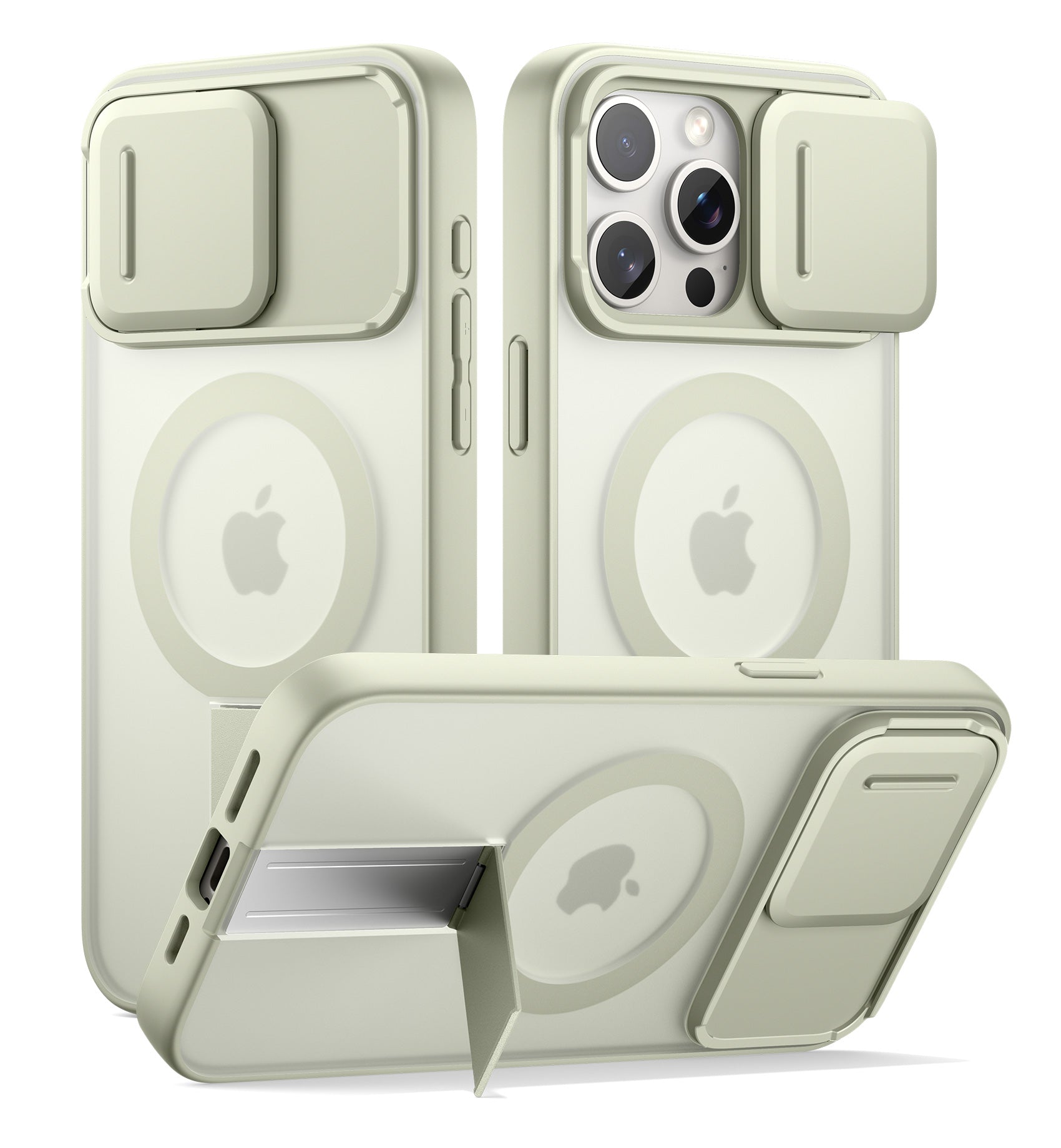 Suritch Case for iPhone 15 Pro Max Compatible with MagSafe Built-in Kickstand Camera Cover Translucent Back Shockproof Rugged Protective Phone Cover 6.7 Inch