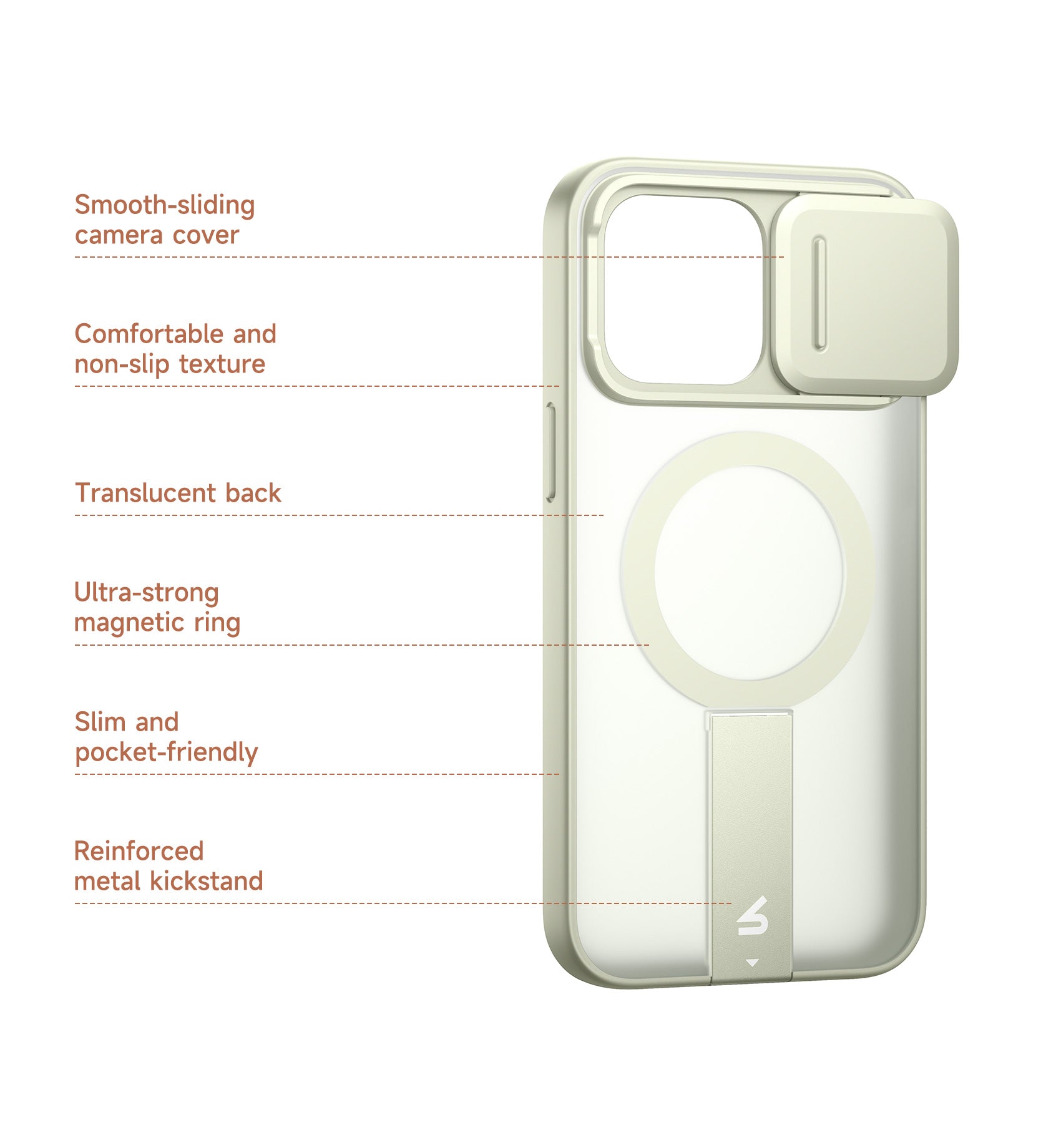 Suritch Case for iPhone 15 Pro Max Compatible with MagSafe Built-in Kickstand Camera Cover Translucent Back Shockproof Rugged Protective Phone Cover 6.7 Inch