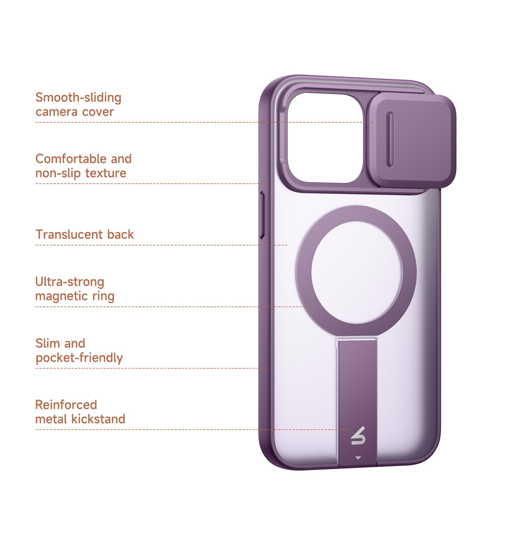 Suritch Case for iPhone 15 Pro Max Compatible with MagSafe Built-in Kickstand Camera Cover Translucent Back Shockproof Rugged Protective Phone Cover 6.7 Inch