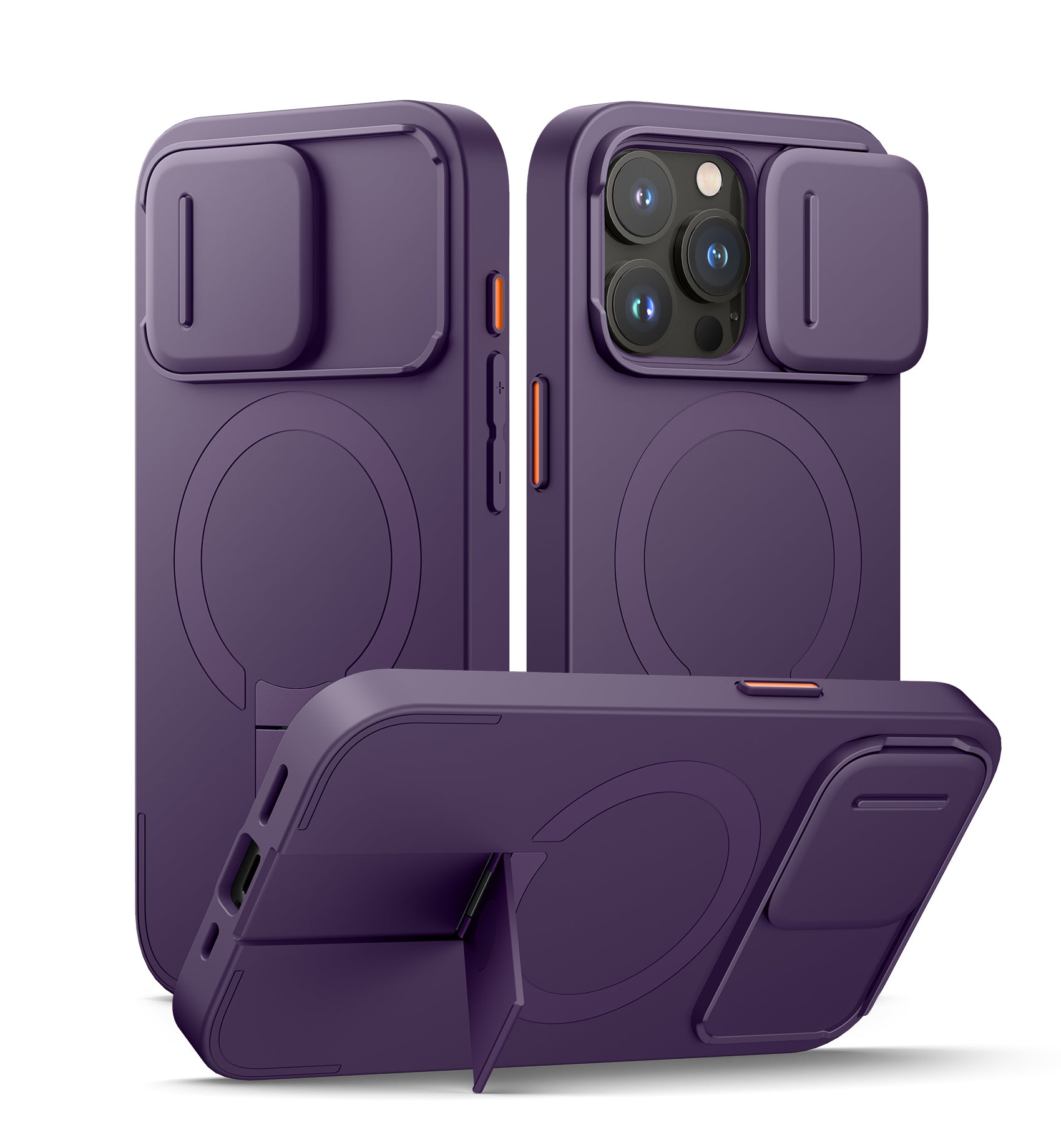 Suritch Case for iPhone 15 Pro with Magnetic Camera Slide Cover Adjustable Kickstand Compatible with MagSafe