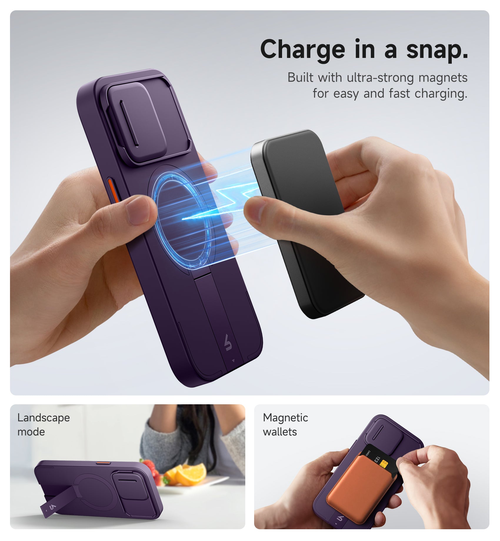 Suritch Case for iPhone 15 Pro with Magnetic Camera Slide Cover Adjustable Kickstand Compatible with MagSafe