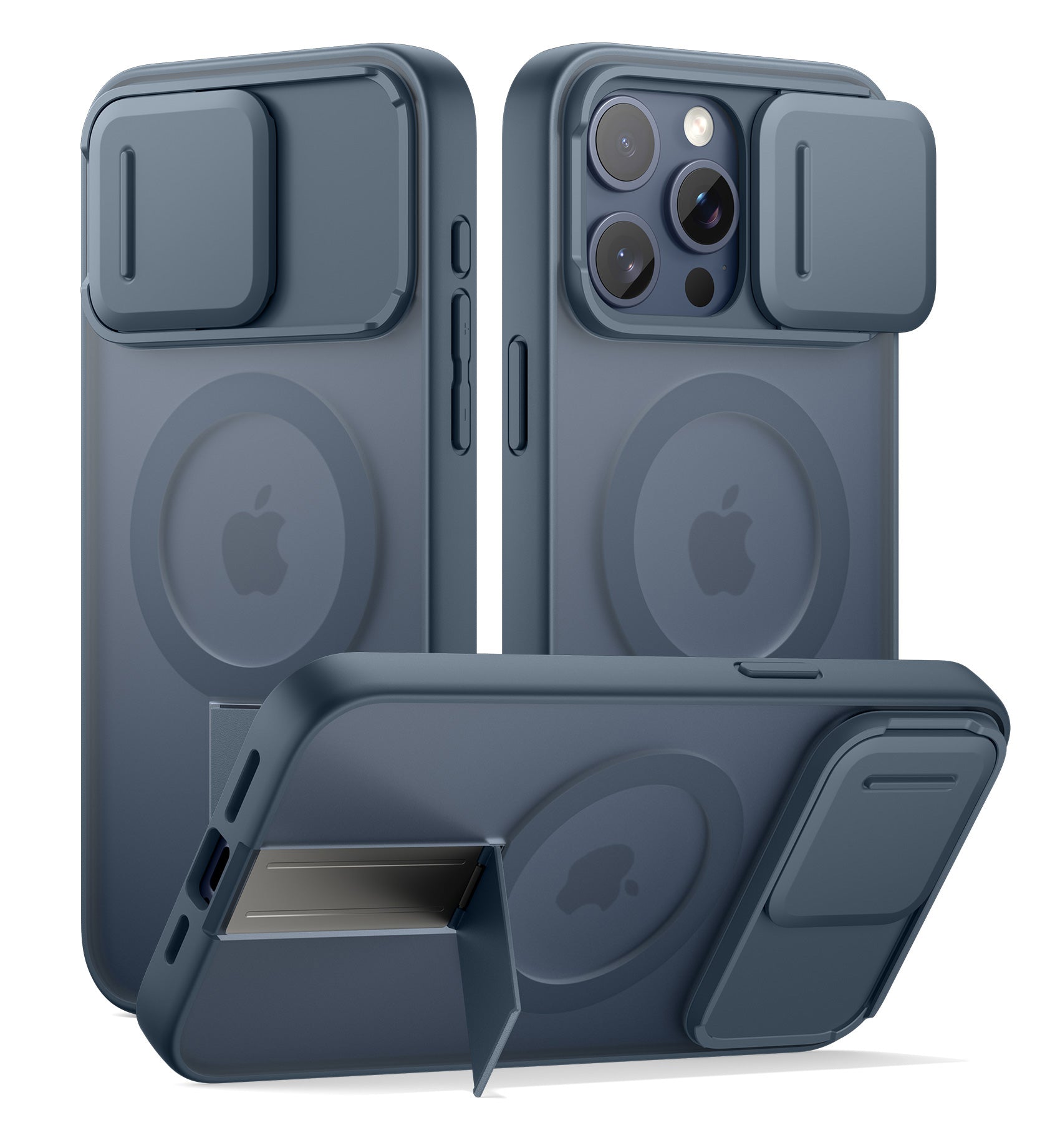 Suritch Case for iPhone 15 Pro Compatible with MagSafe Built-in Kickstand Camera Cover Translucent Back Shockproof Rugged Protective Phone Cover 6.1 Inch