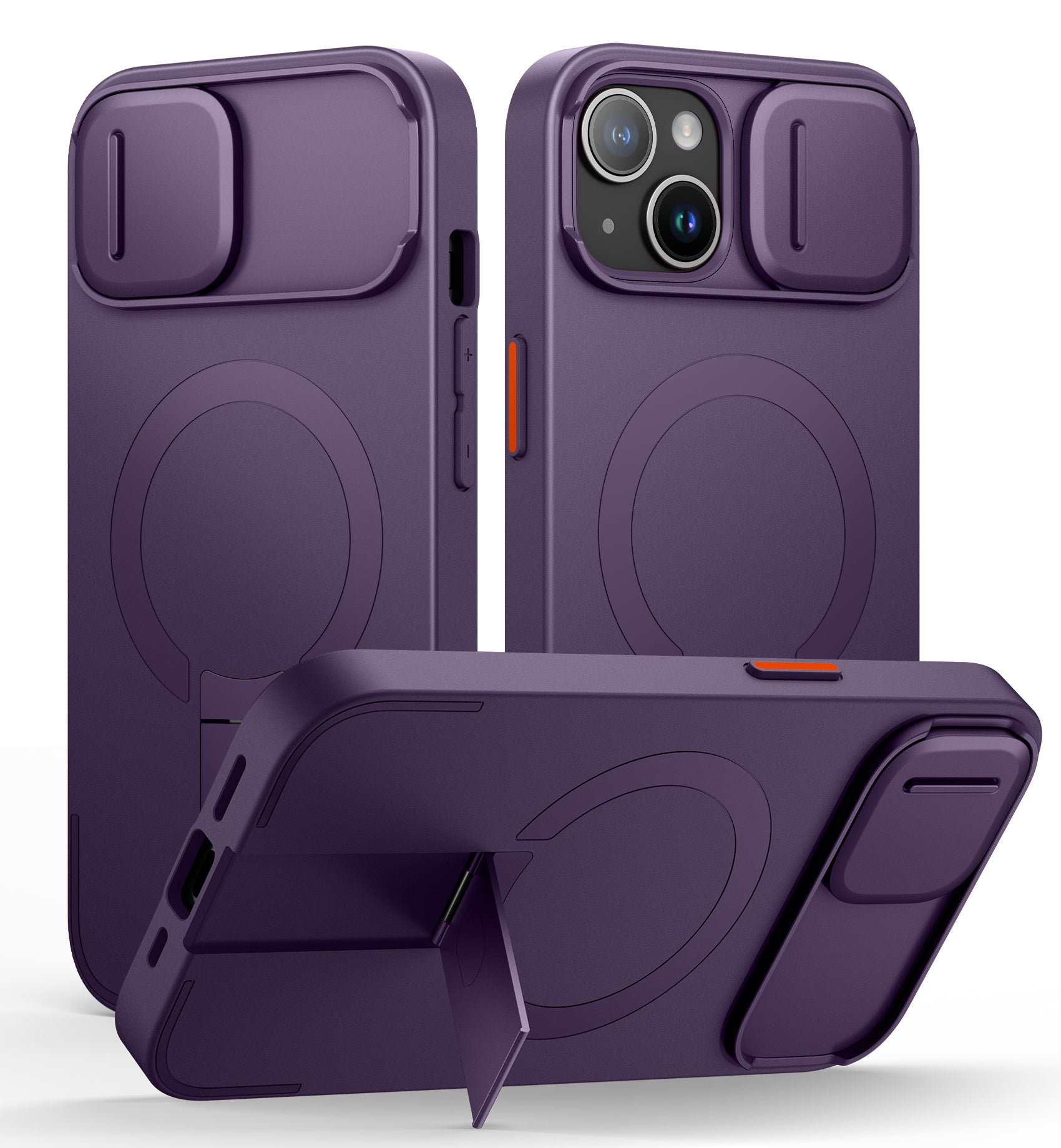 Suritch Case for iPhone 15 with Magnetic Camera Slide Cover Adjustable Kickstand Compatible with MagSafe